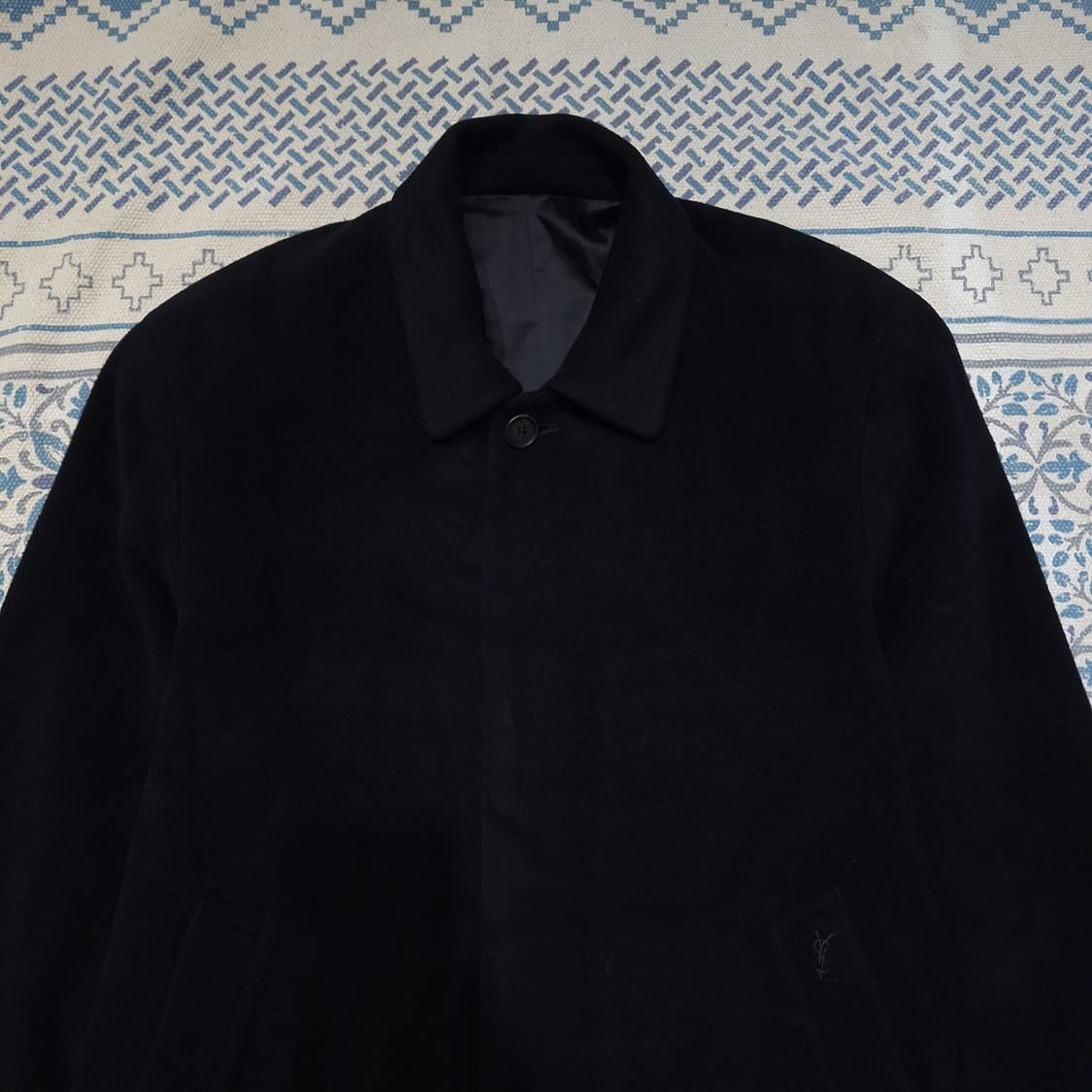 YSL 입생로랑 뿌르옴므 블랙 로고 히든버튼 울 앙고라 싱글코트 반코트 상품이미지4