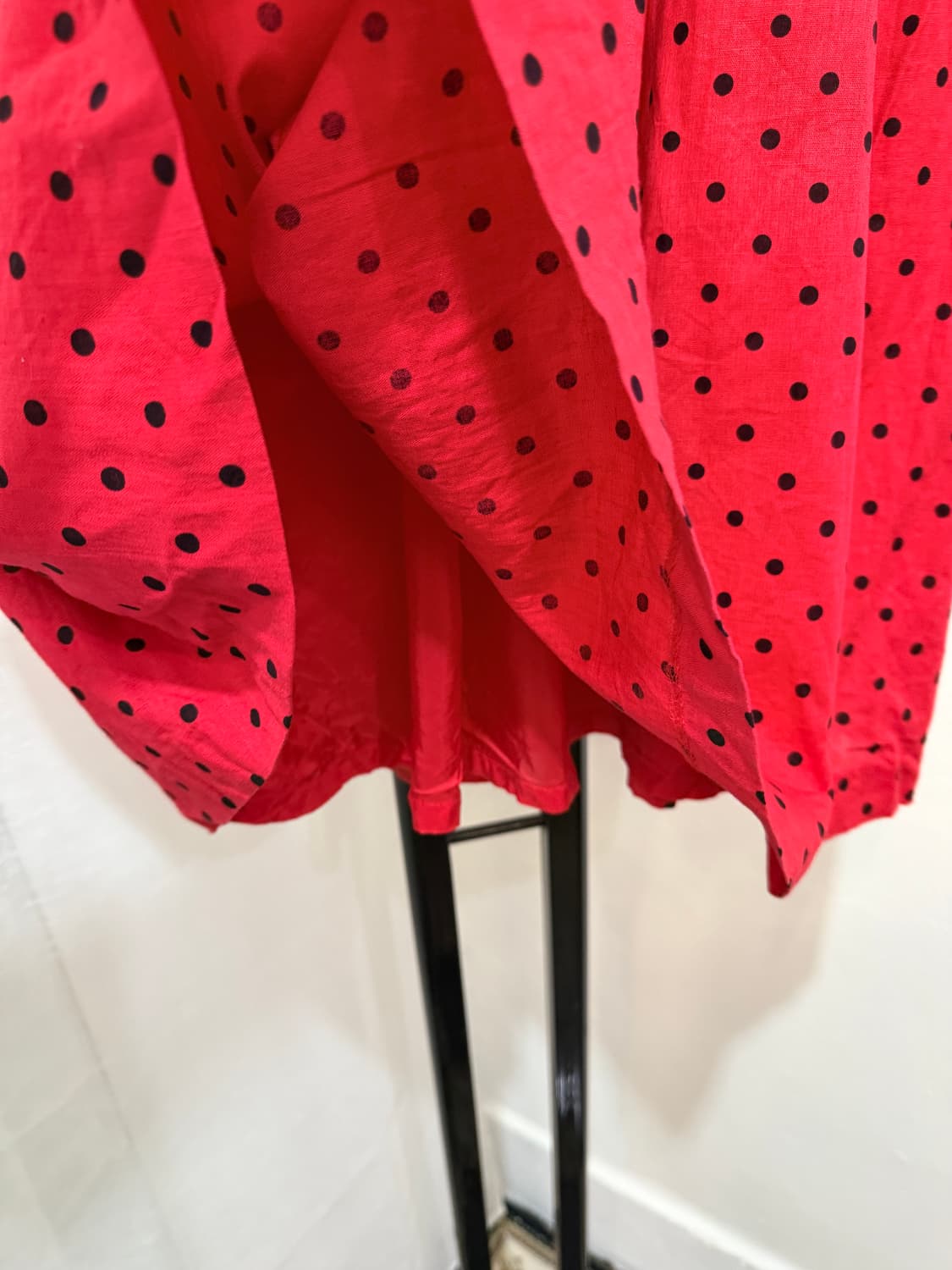 일본빈티지 빨간도트 땡땡이 레드치마 레드스커트 미디치마 3524 상품이미지3