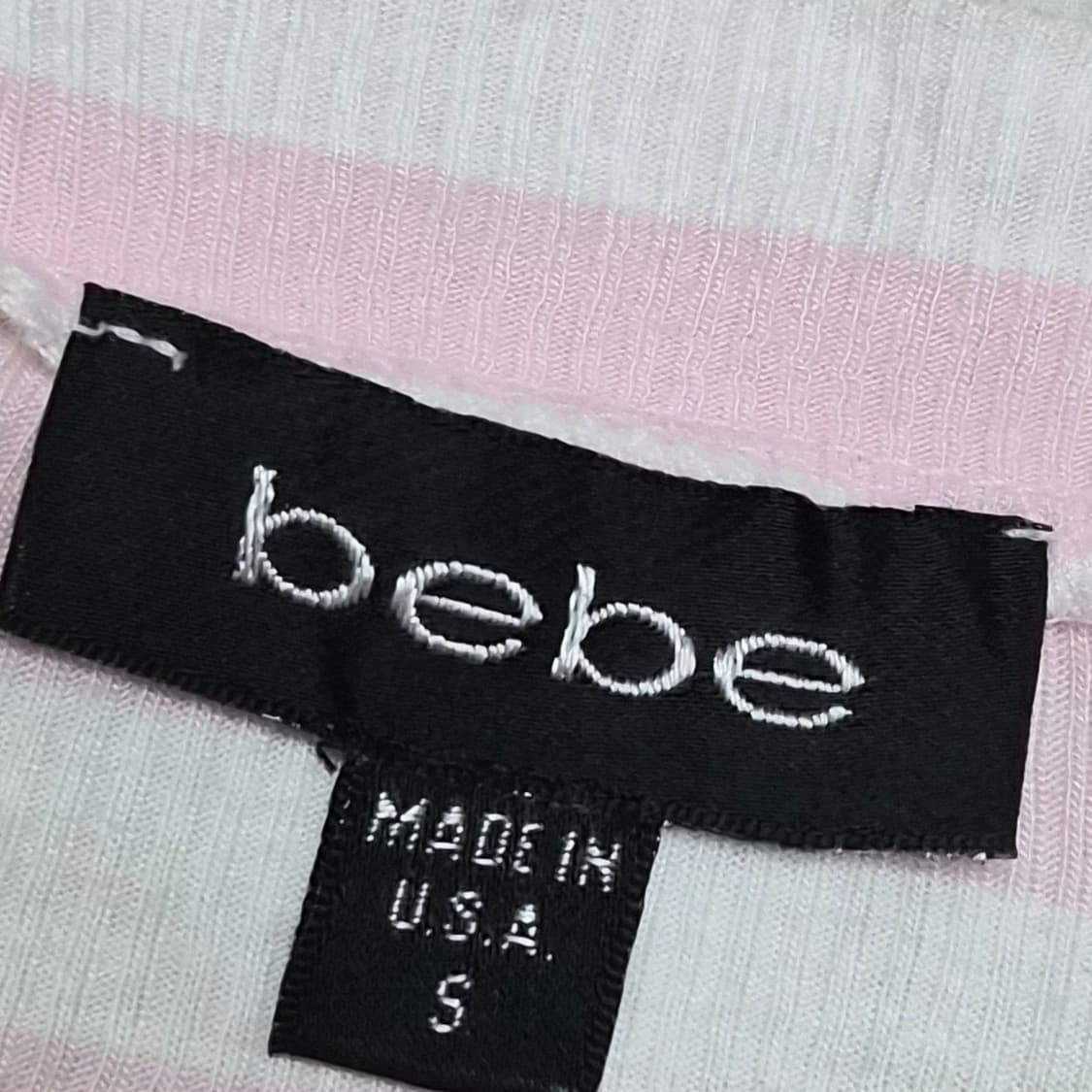 2000s Bebe 베이비 핑크 스트라이프 니트 탑 갸루 y2k 상품이미지2