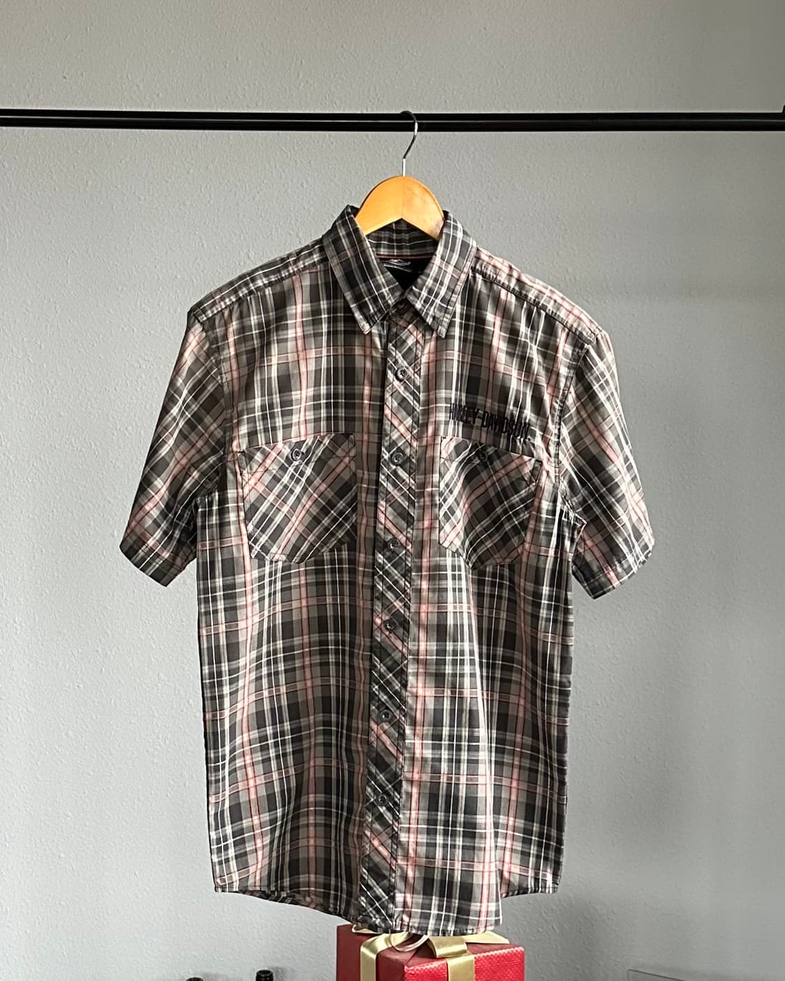 [M]할리 데이비슨 해골 체크 레이싱 셔츠 상품이미지1
