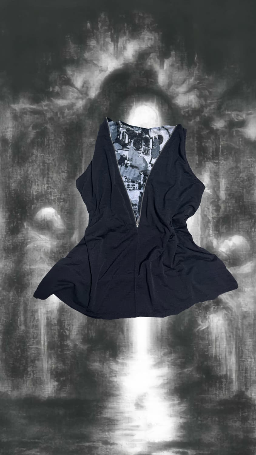 Punk pattern zipper sleeveless 상품이미지2