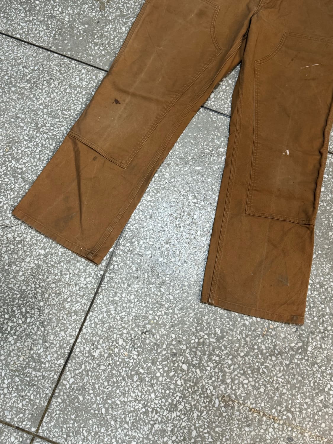 칼하트 더블니 브라운 릴렉스드핏 빈티지 페이딩 카펜터 워크 팬츠 33 상품이미지3