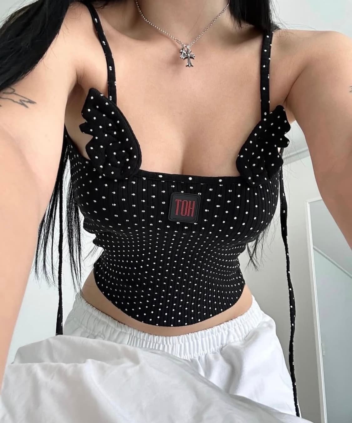 Toh bheart sleeveless (도트 블랙) 나시 상품이미지2