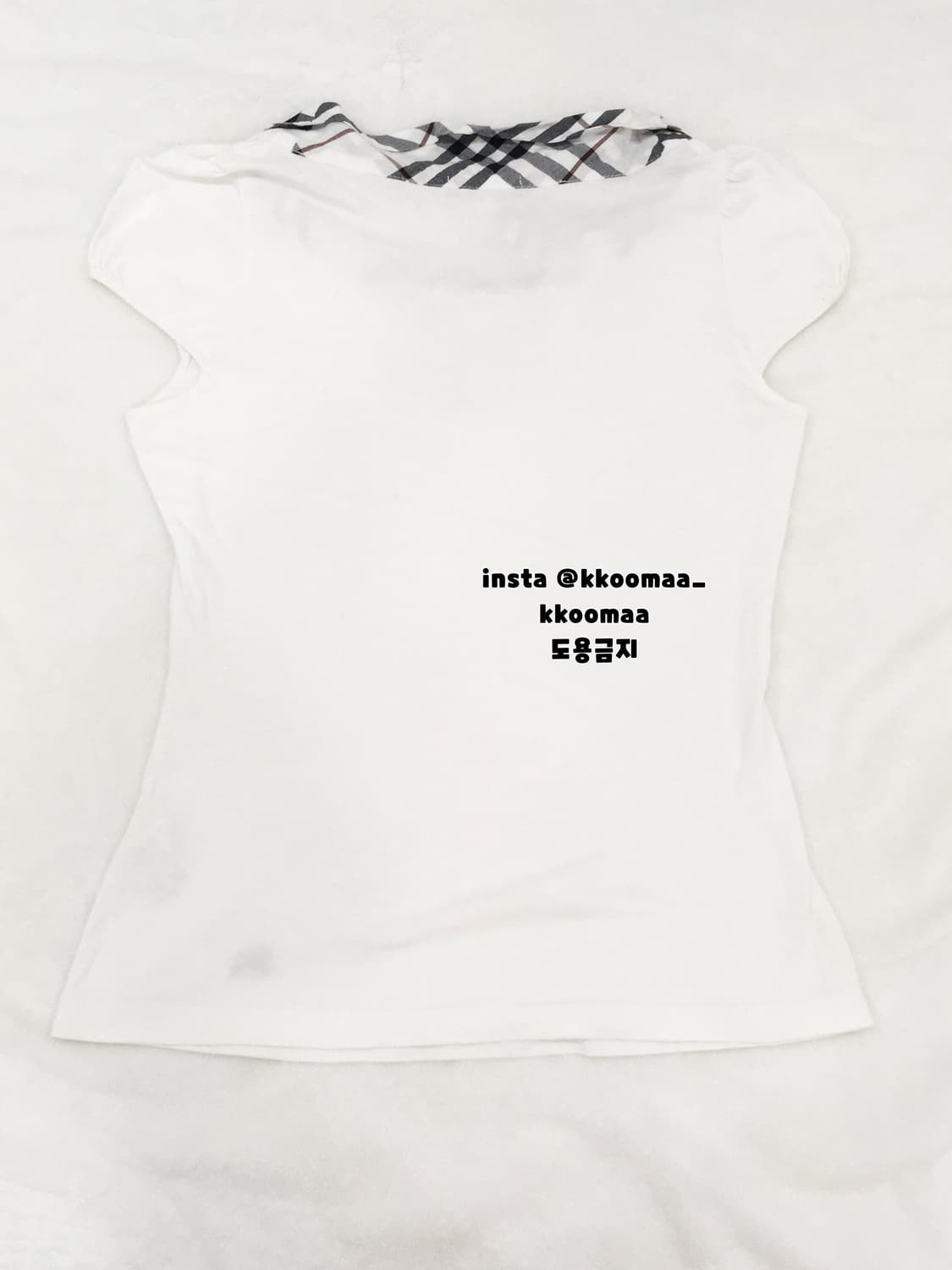 버버리 블루라벨 노바체크 리본 포인트 화이트 탑 반팔티 티셔츠 상품이미지2