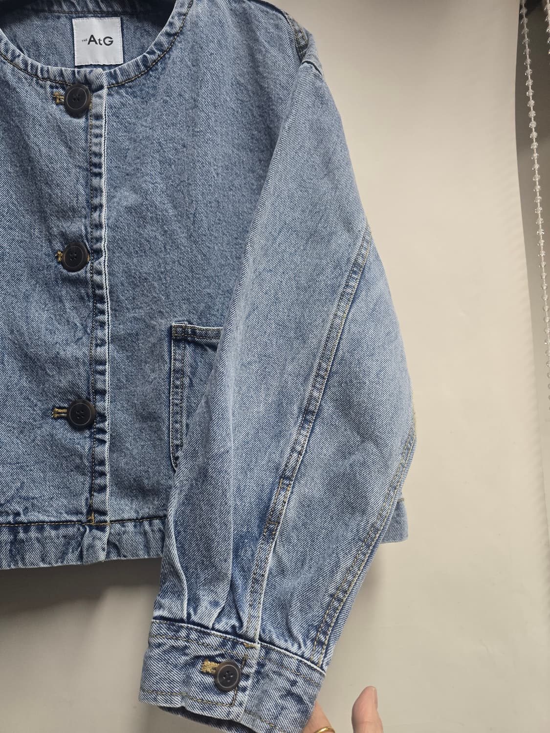 더 엣지 크롭 노카라 데님  자켓 66 상품이미지2