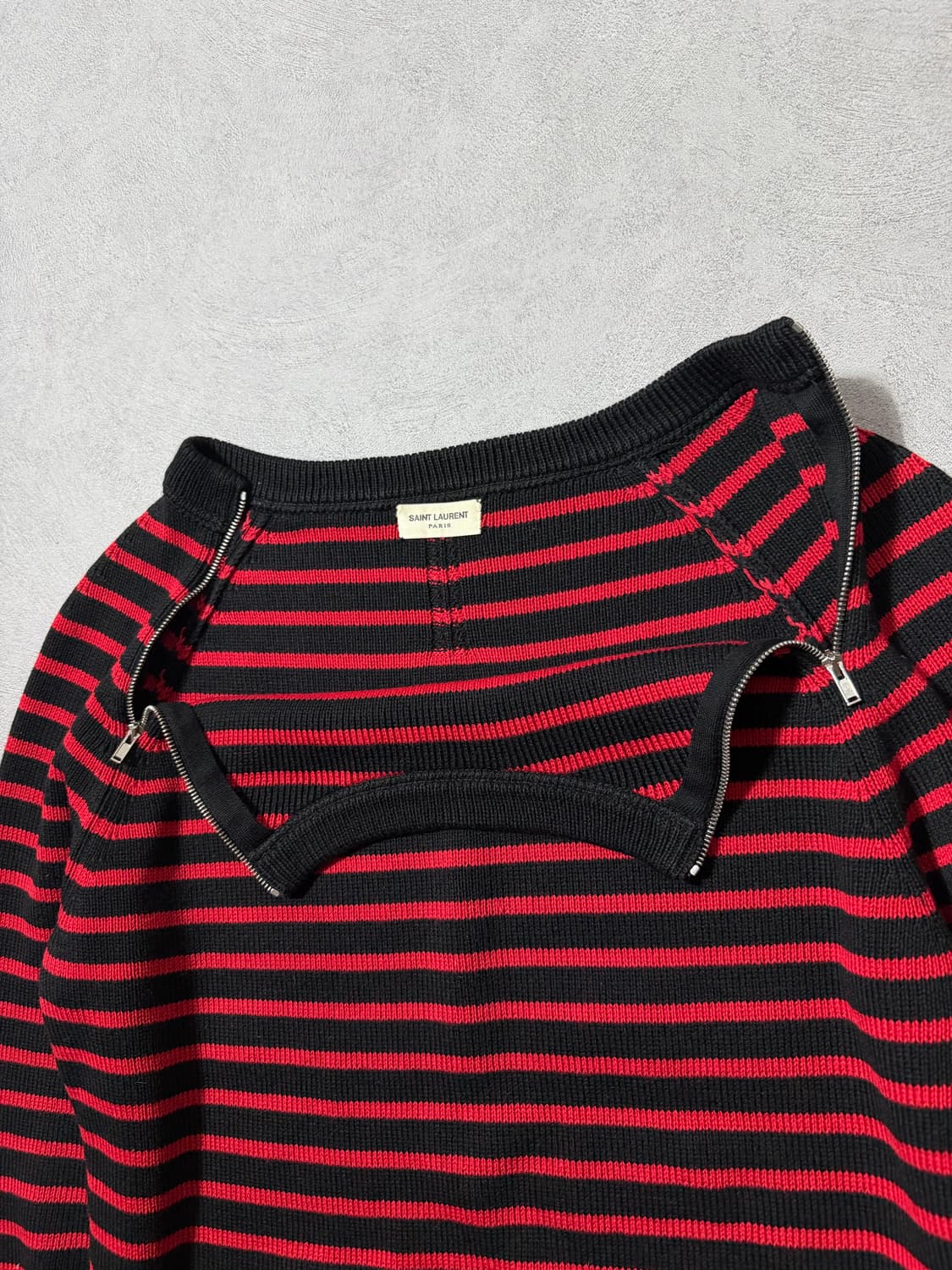 15FW 생로랑 더블지퍼 스트라이프 니트 상품이미지6