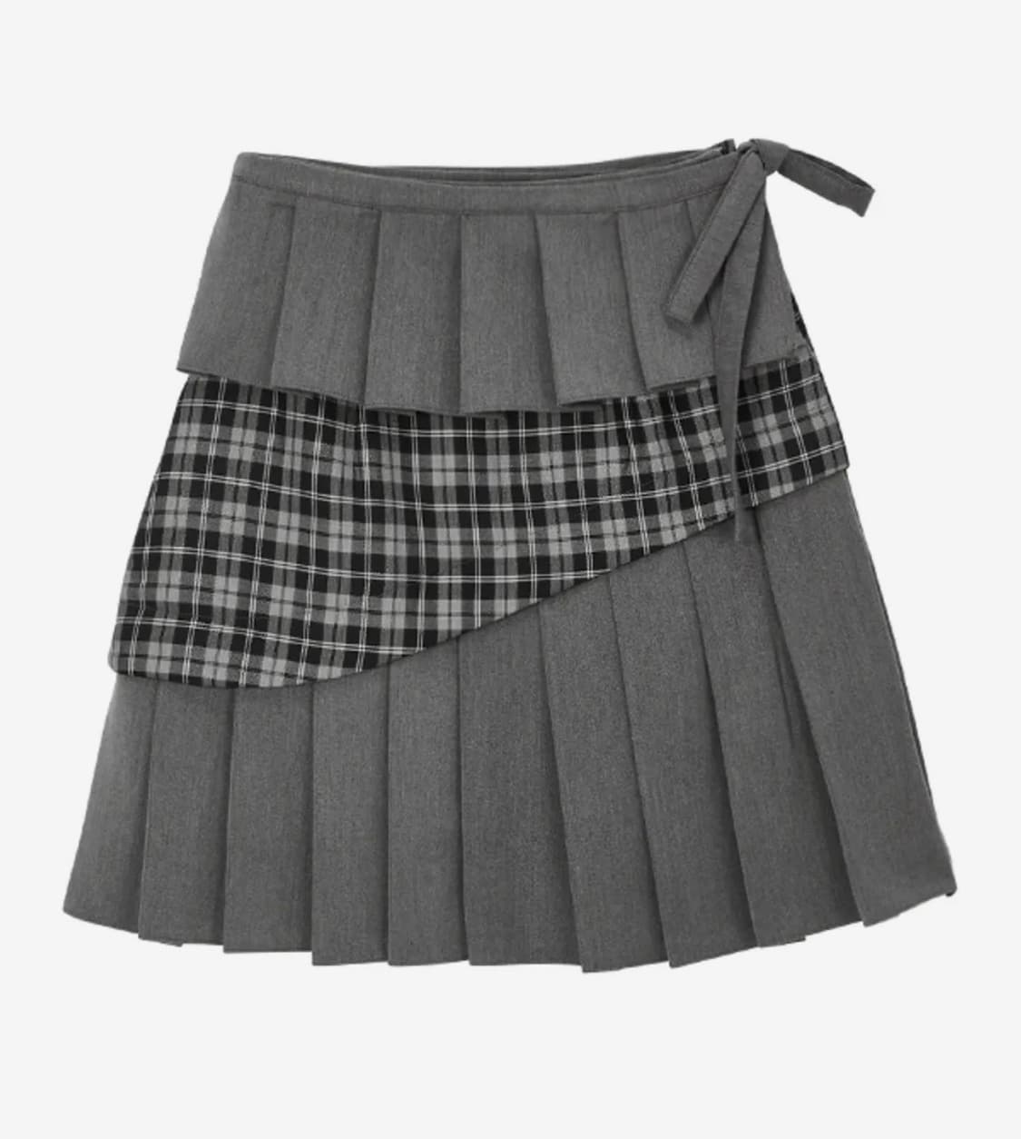 YB x Oliwa Checkered Pleated Wrap Skirt  상품이미지1