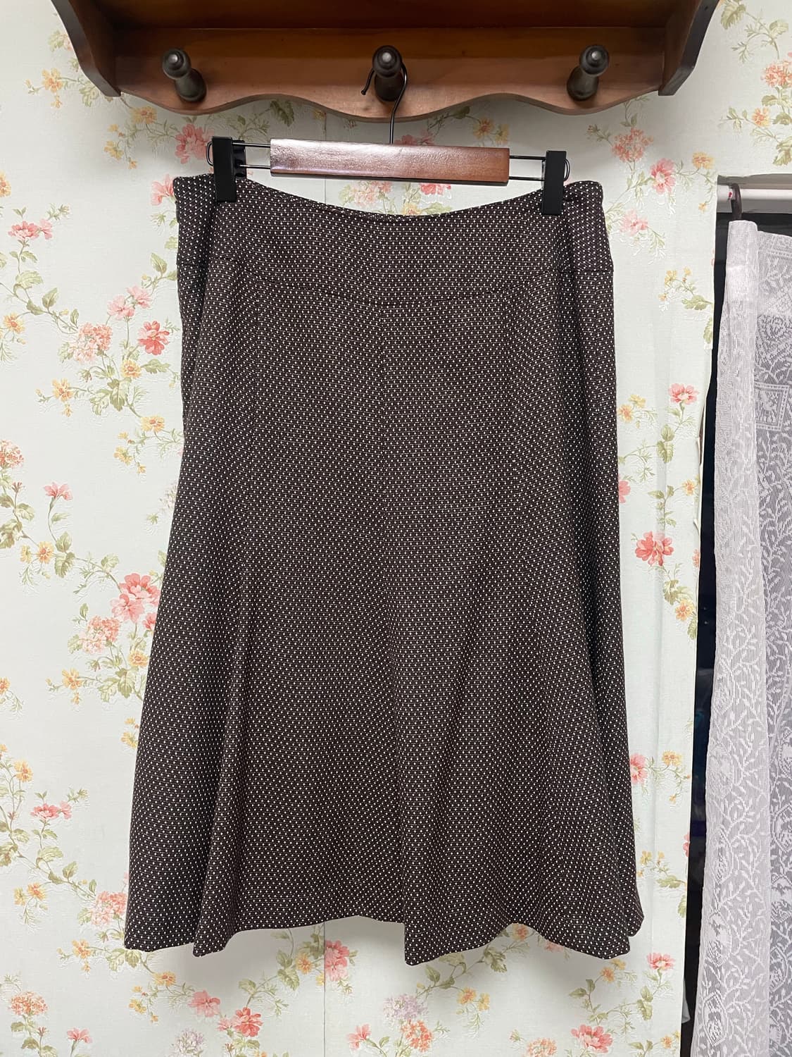 브라운 도트 미디 스커트 상품이미지1
