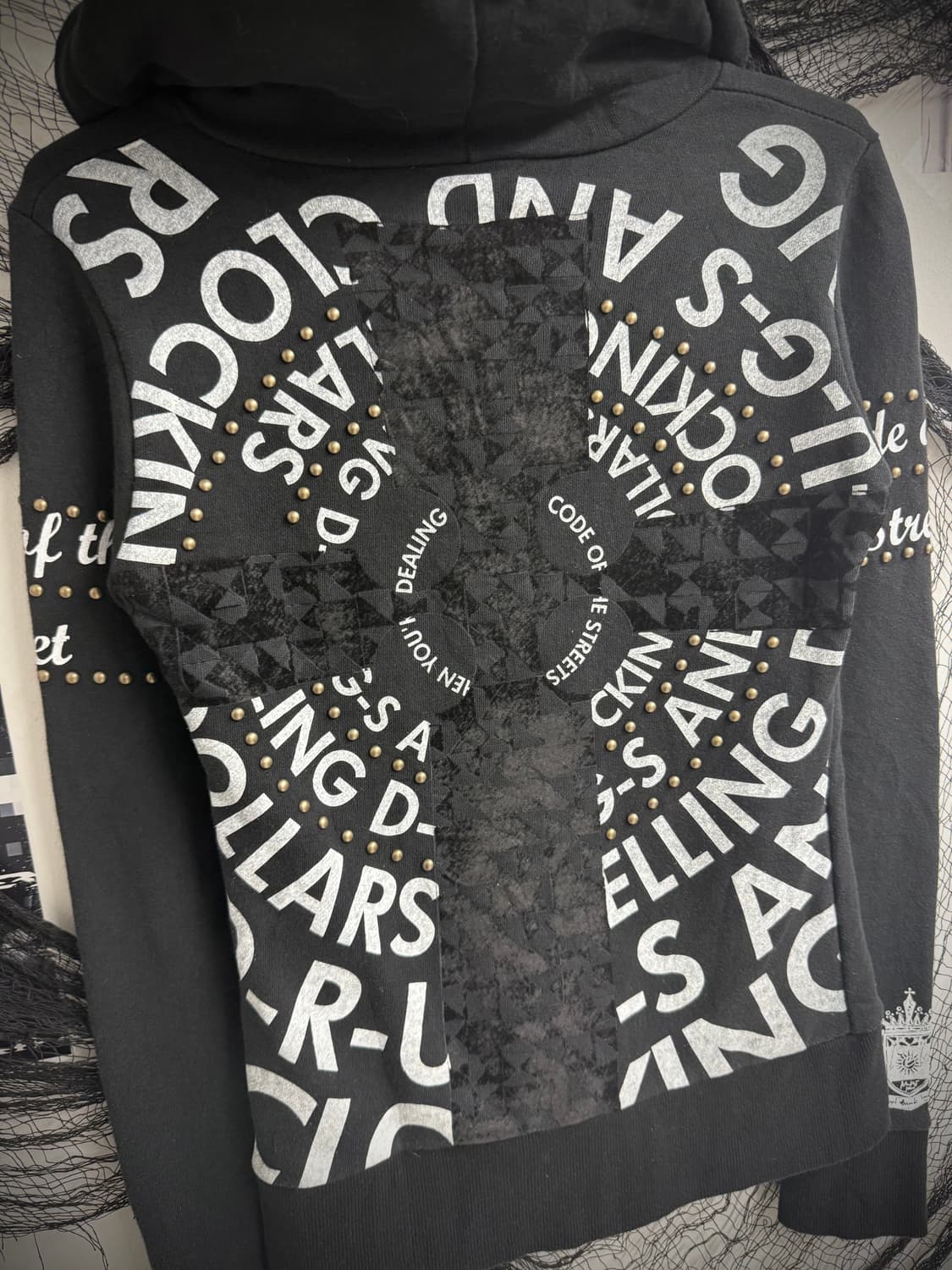 Cross stud printing hood zip up 상품이미지2