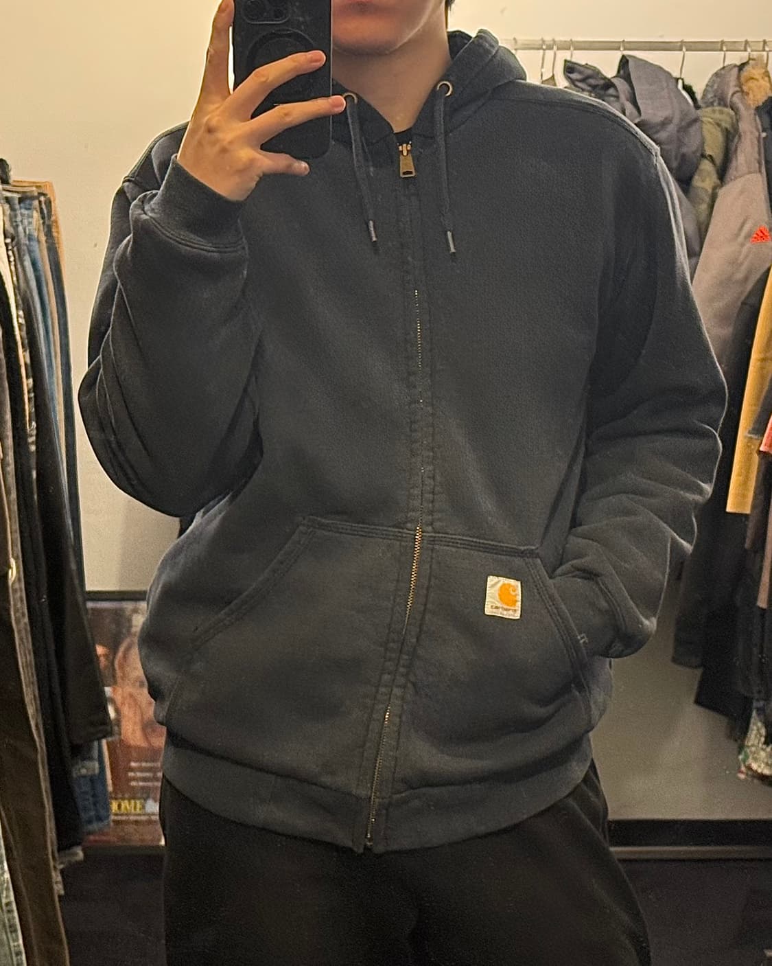 칼하트 네이비 남색 레인 디펜더 코튼 면 후드 후디 집업 S 90 워크 상품이미지1