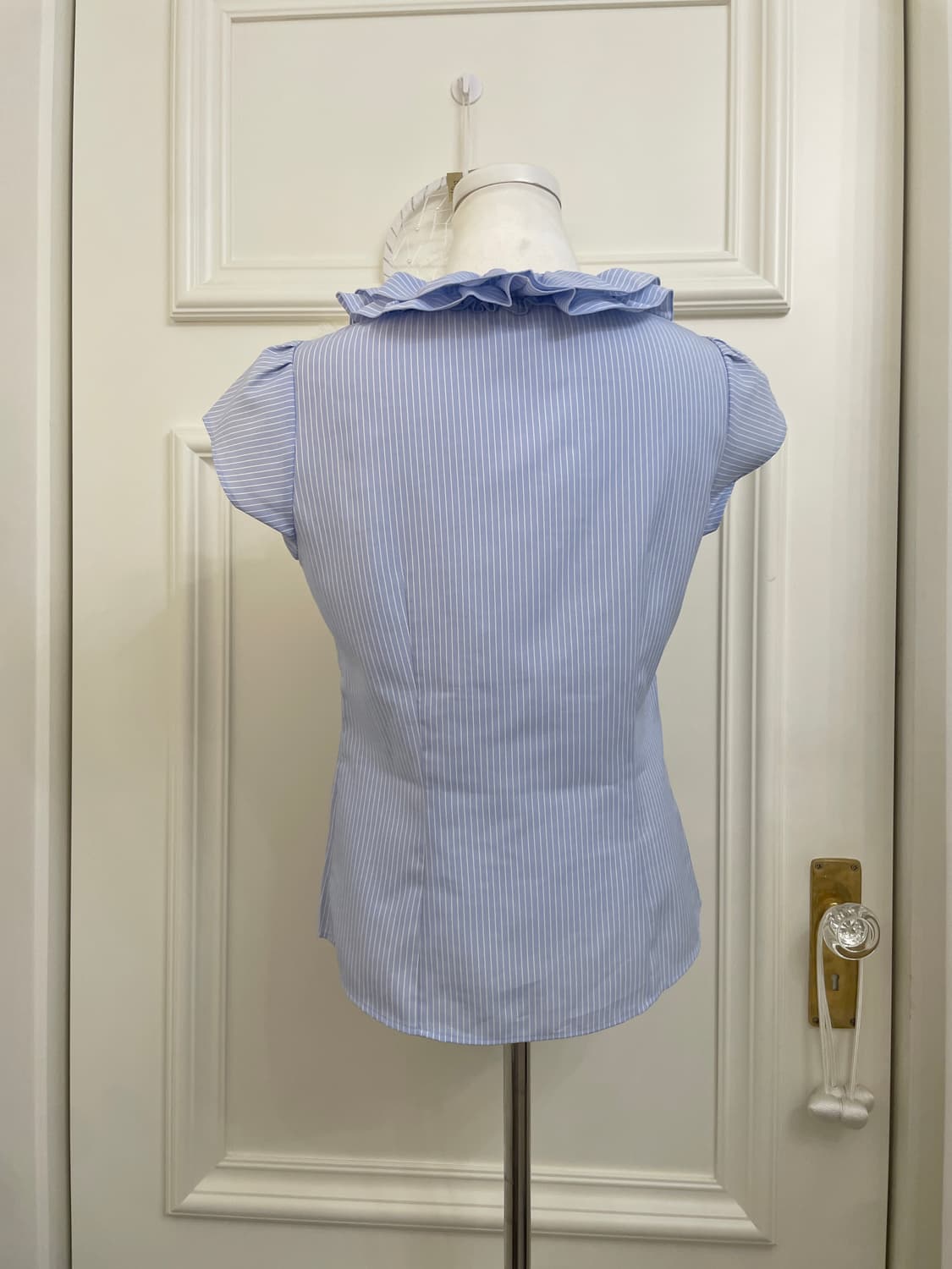 blue stripe puff ruffle shirt(size-11) 상품이미지3