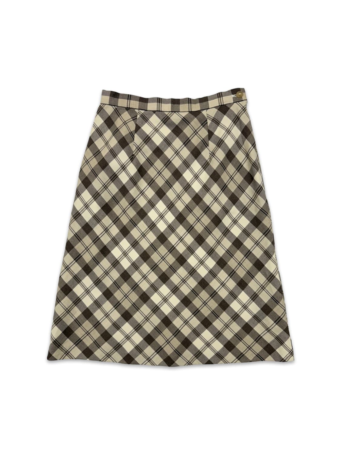 빈티지 J.PRESS 체크 브라운 미디 스커트 상품이미지1