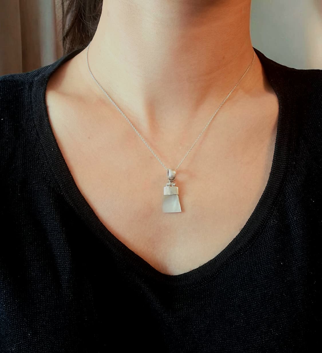 빈티지 자개 925 실버 은 목걸이 상품이미지1