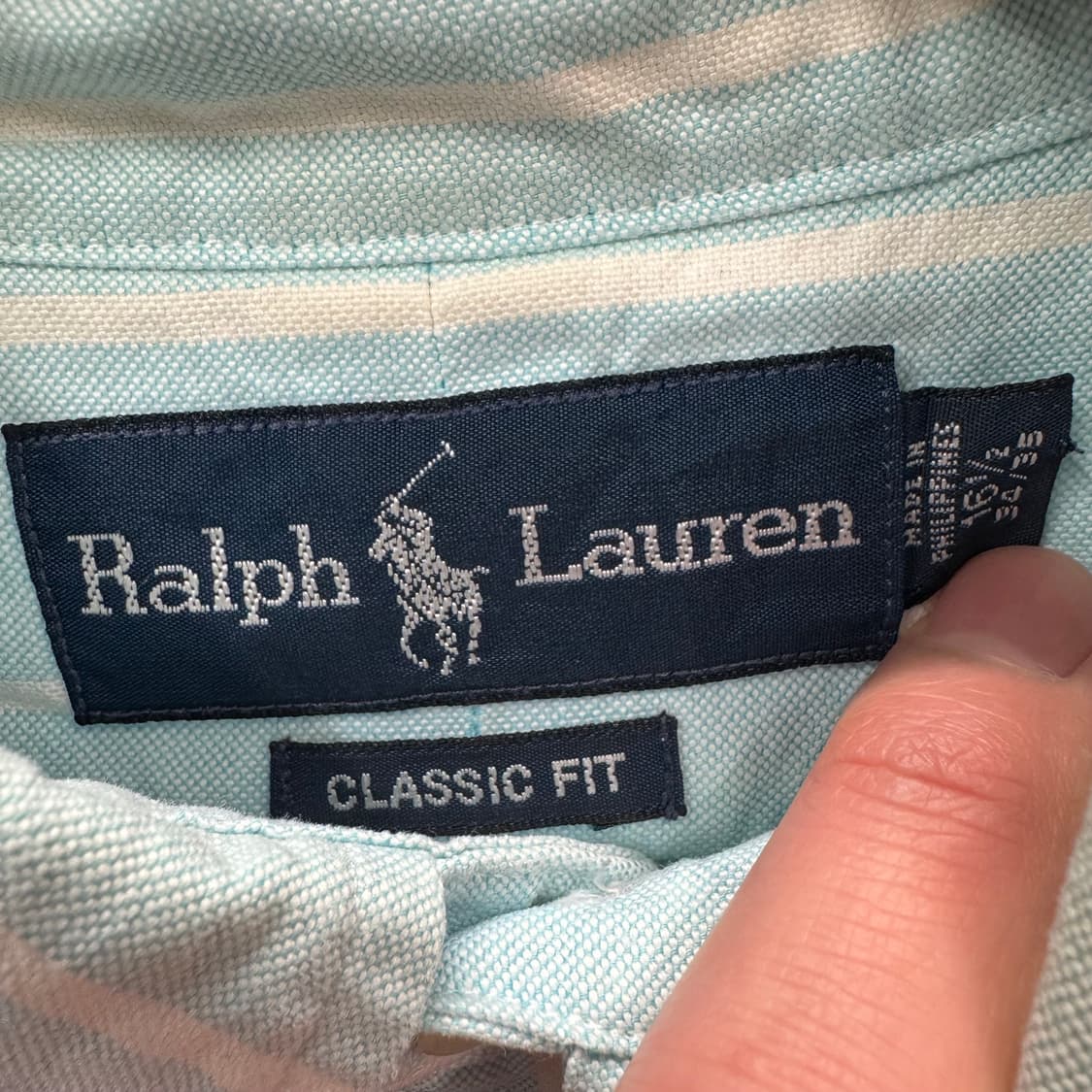 폴로 랄프로렌 스트라이프 긴팔 셔츠 멀티포니 로고 포인트 민트 상품이미지6