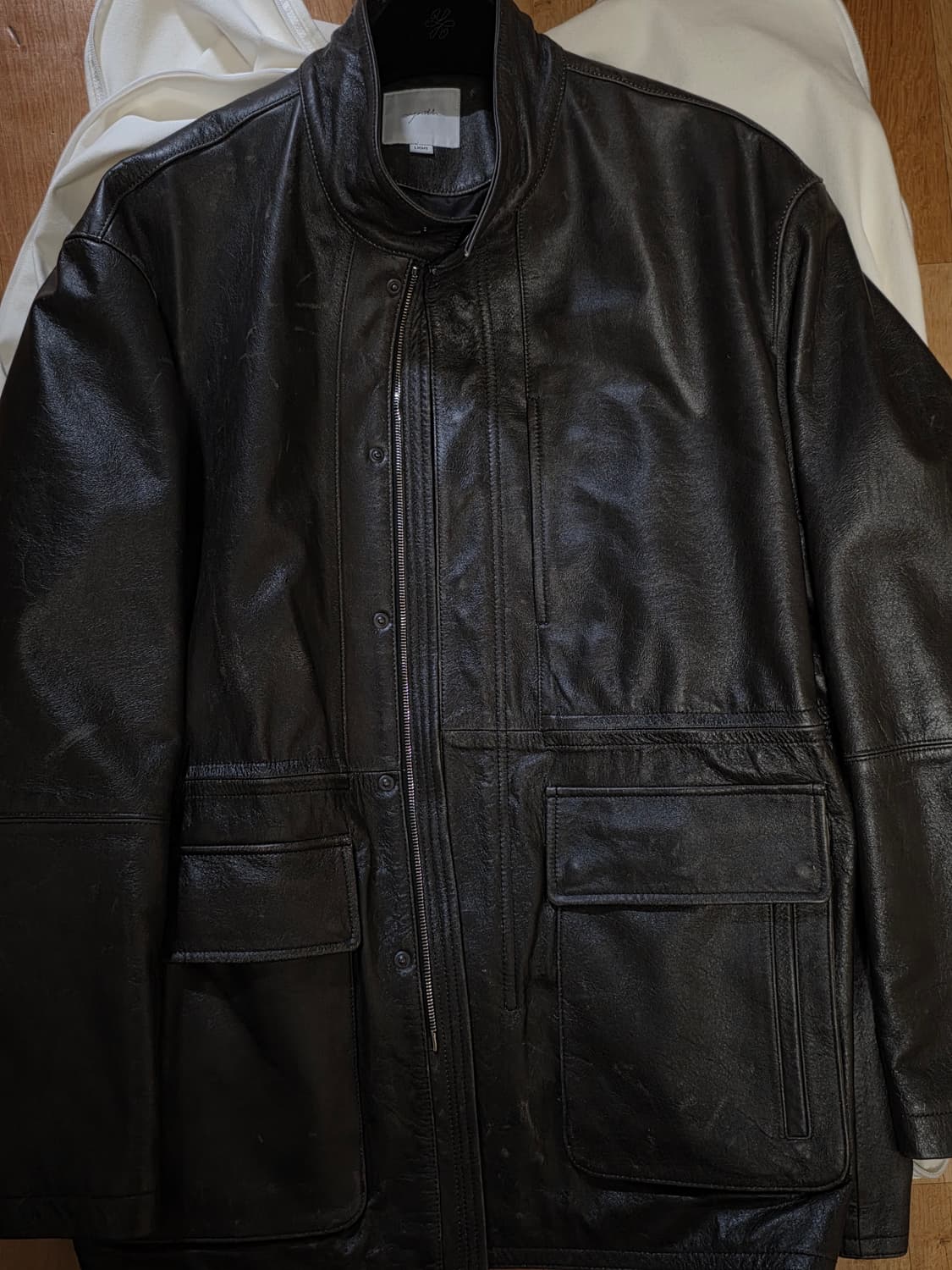 Youth 26SS 하이넥 레더 하프코트 L사이즈 상품이미지2