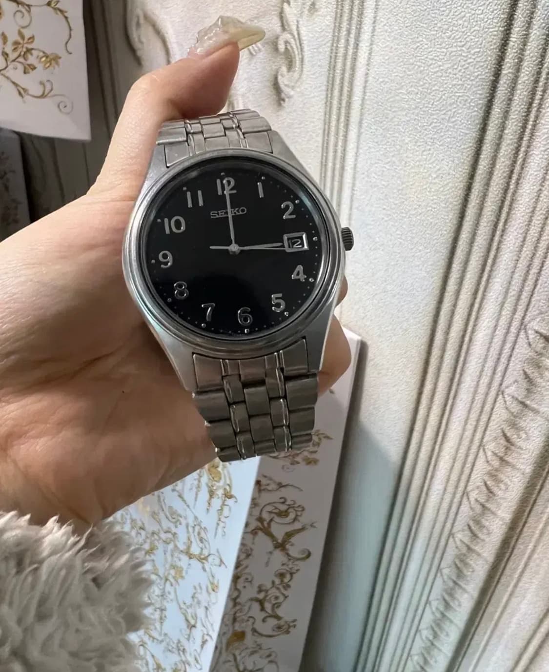 세이코 흑판 쿼츠 시계 상품이미지2