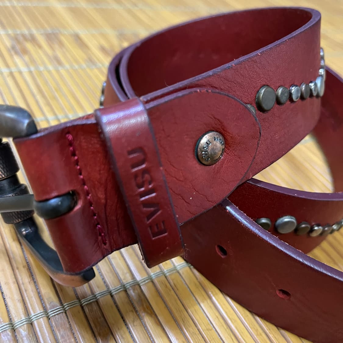 Evisu Stud Red Brown Belt  상품이미지2