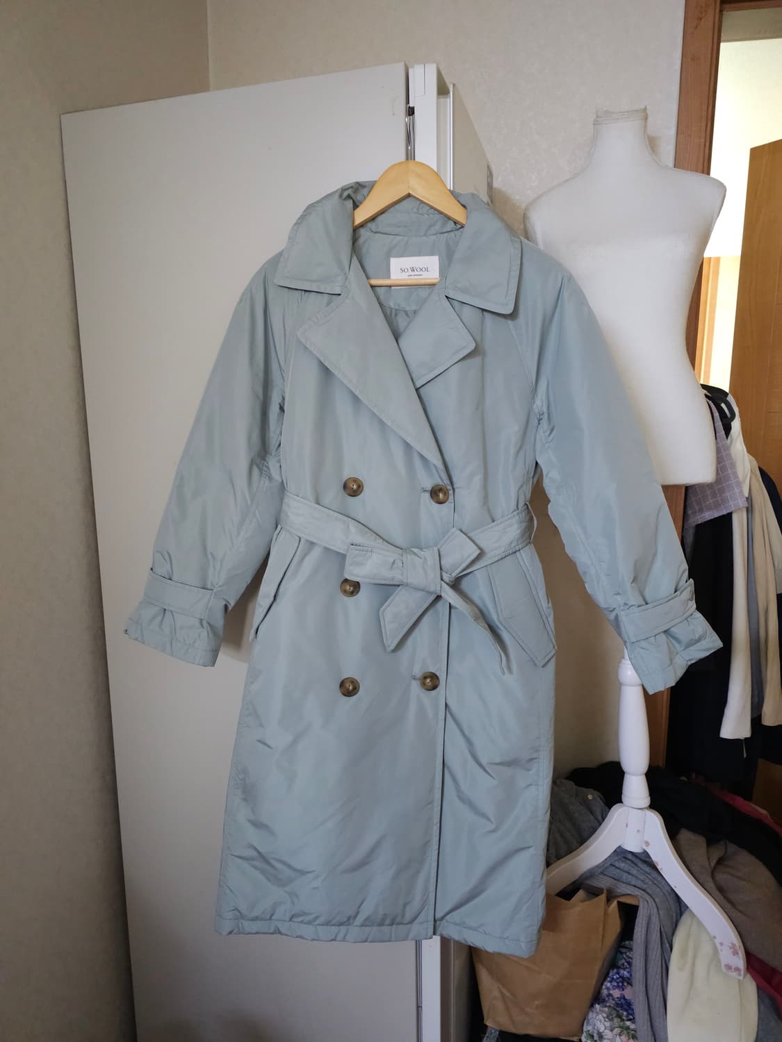 쏘울 SO.WOOL 구스다운 패딩 코트 민트색 상품이미지1