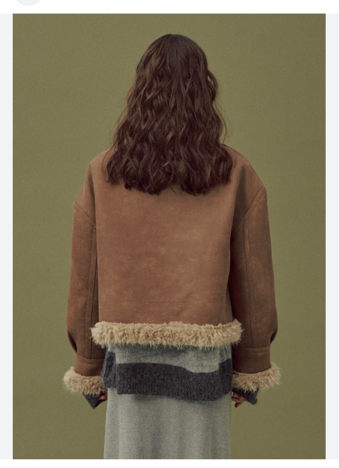 Twee 트워 오블린 스웨이드 무스탕 자켓 브라운 상품이미지3