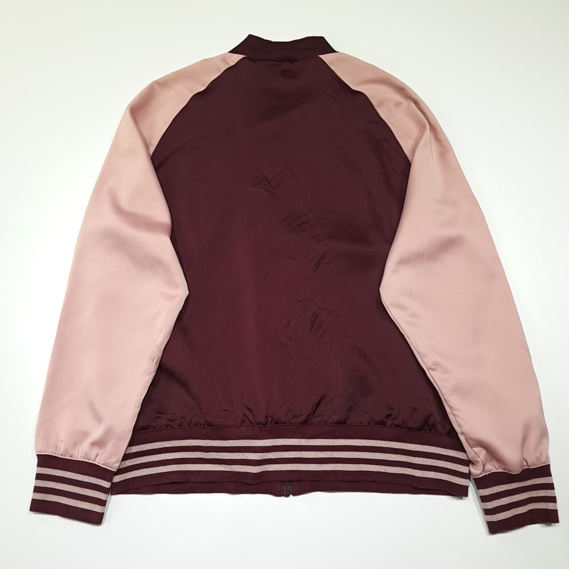 CK152 L 아디다스 오리지널 버건디&핑크 새틴 바시티 자켓 상품이미지6