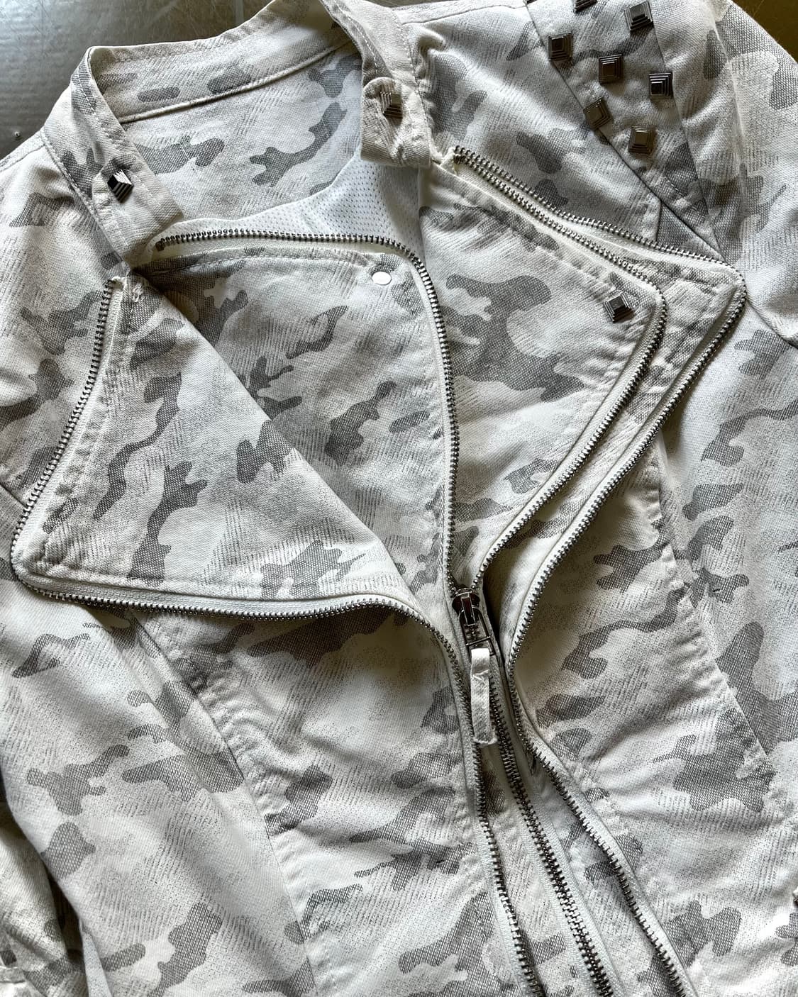 Vintage White Camo Stud Trim Jacket 상품이미지7