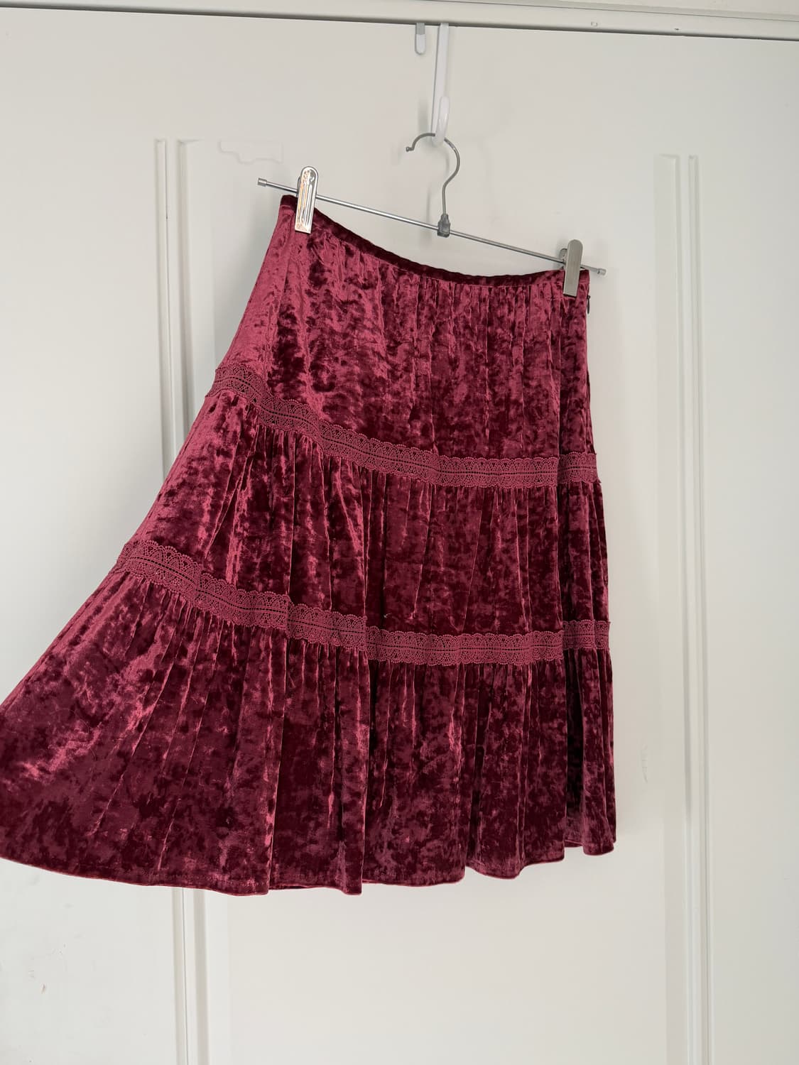 일본빈티지 핑크 벨벳 레이스 스커트 상품이미지2