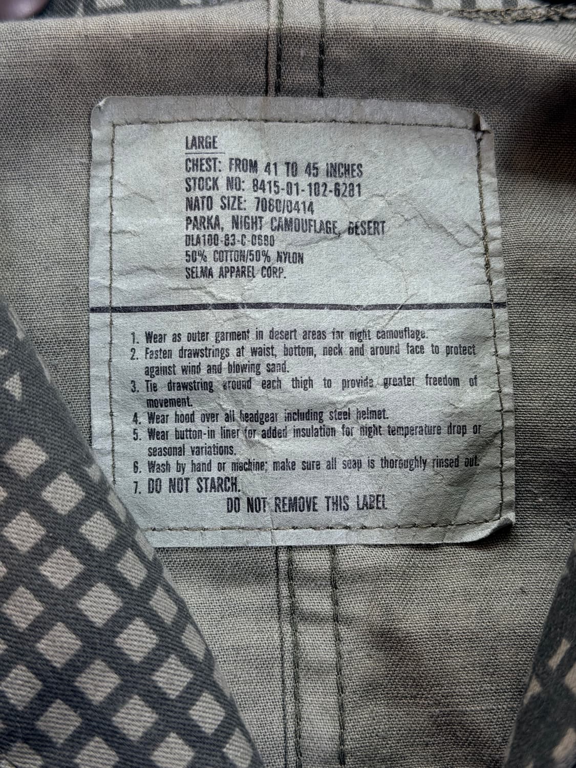 미군 오리지널 데저트 나이트 카모 파카 (DNC Parka) - 상품이미지5