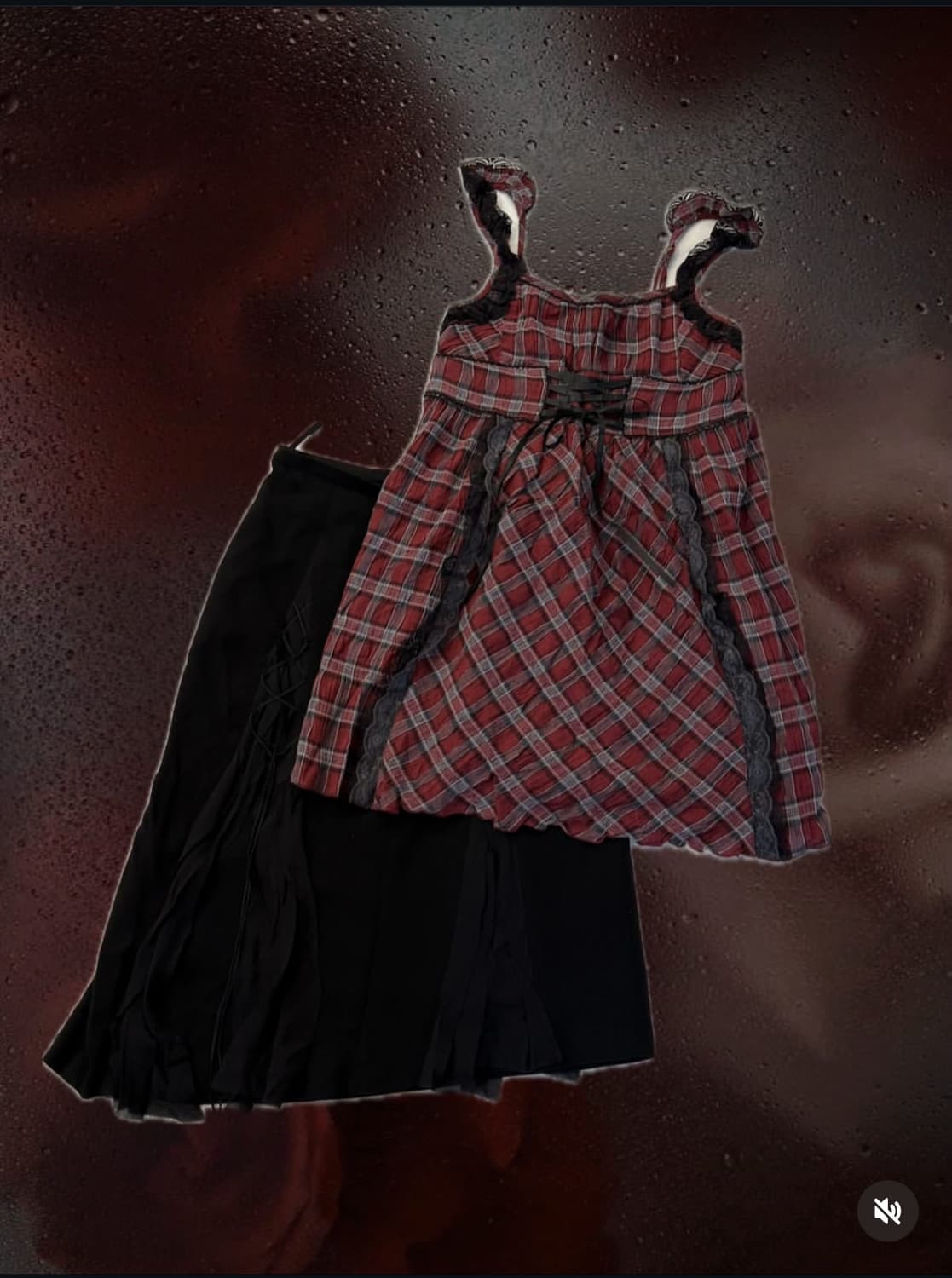 크루빈티지 고스 체크 원피스 + 블랙 스커트  상품이미지1