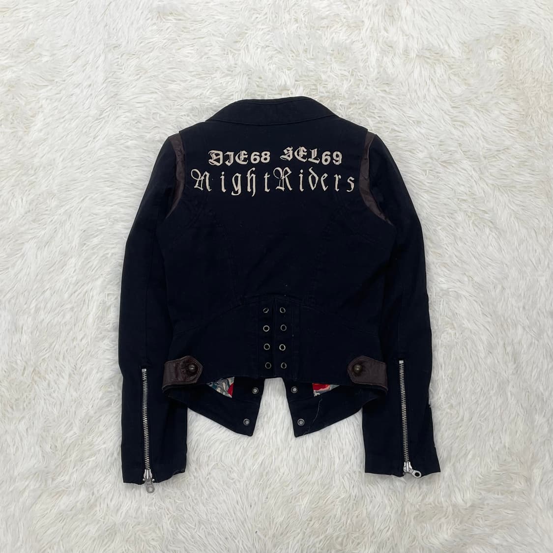 디젤 Diesel 아일렛 크롭 바이커 자켓 블랙 상품이미지3