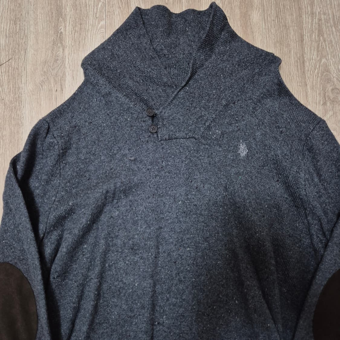 US 폴로 아센 숄카라 엘보우패치 니트 스웨터 XL(105) 상품이미지2
