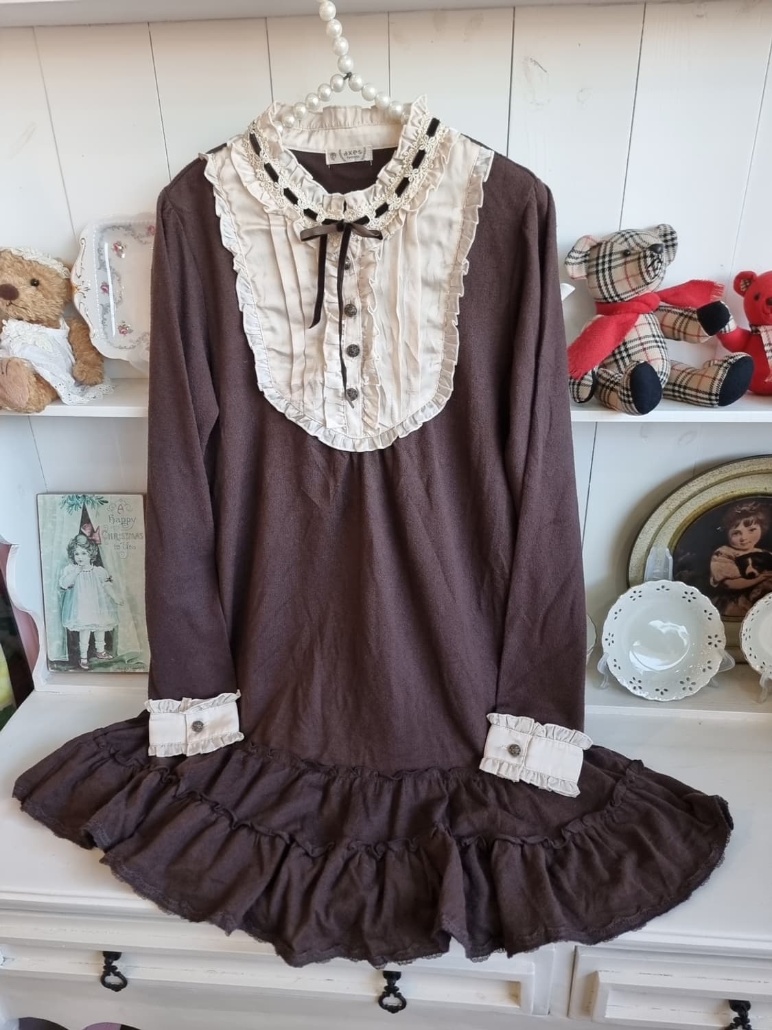 axes femme(악시즈팜므) 초코 크림 프릴 레이스 원피스 상품이미지4