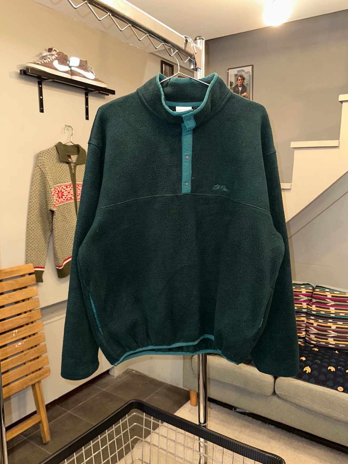 90’s LL Bean 4-button green fleecewear 상품이미지3