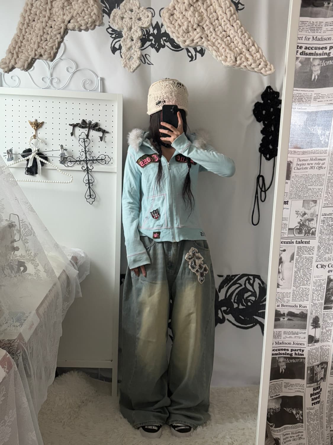 • Fur Hood Sky Blue Hood Zip-Up 상품이미지4