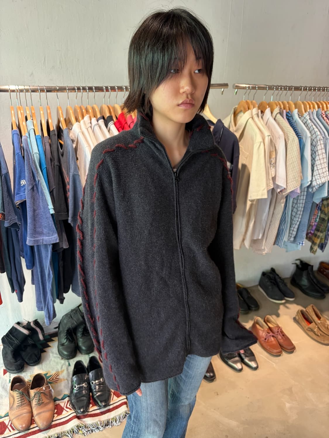 Emporio Armani 울 니트 집업 XL 상품이미지2