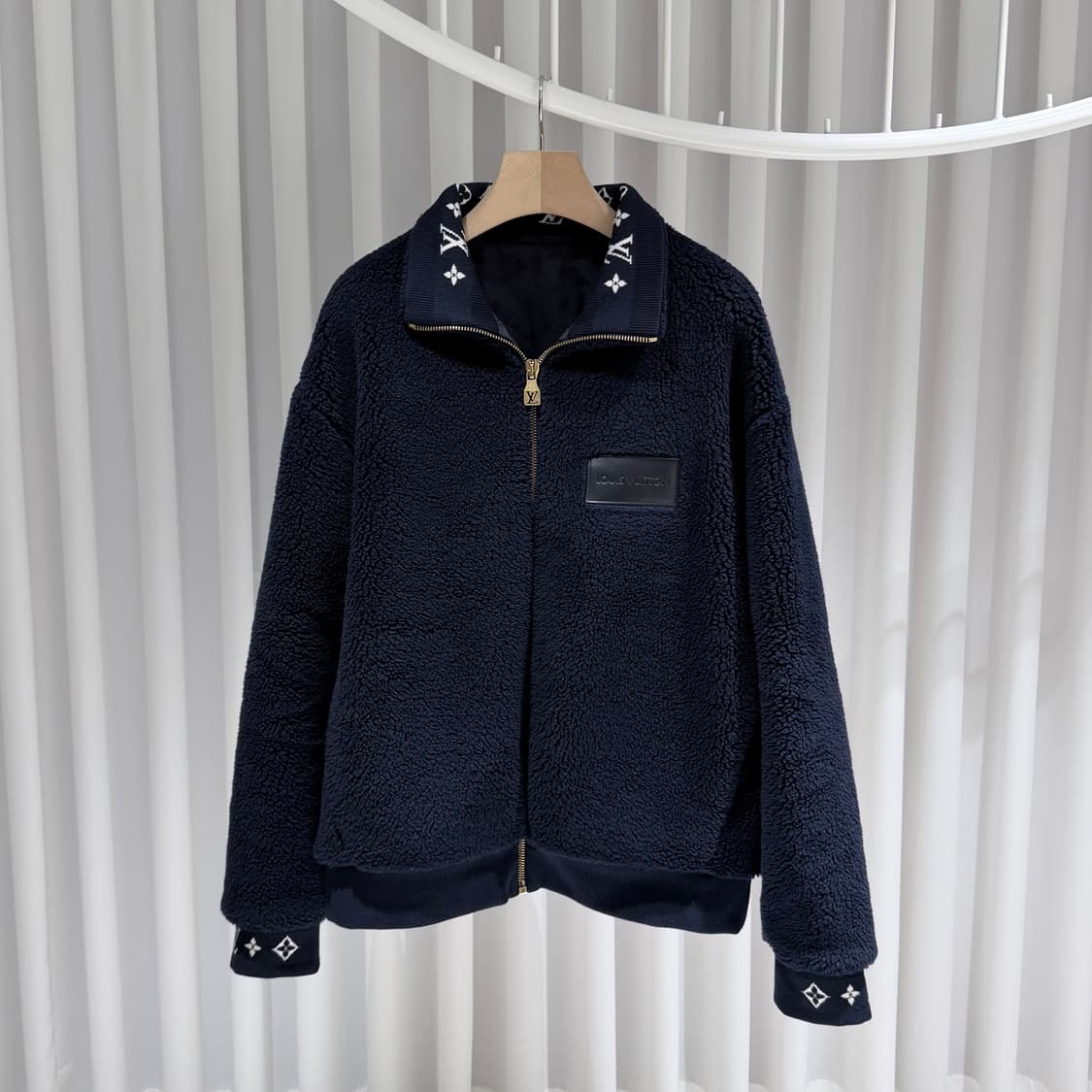 (S/XXL) / 루이비통 모노그램 레더패치 플리스 블루종 후리스 자켓 상품이미지1