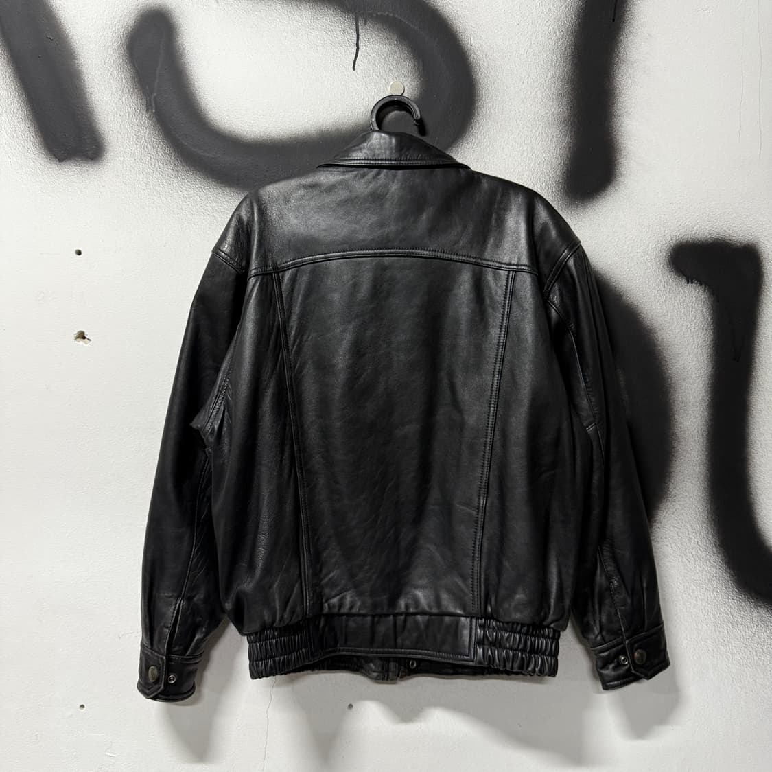 VTG 빈티지 100% 쉽스킨 리얼 레더 가죽 블루종 자켓 상품이미지2