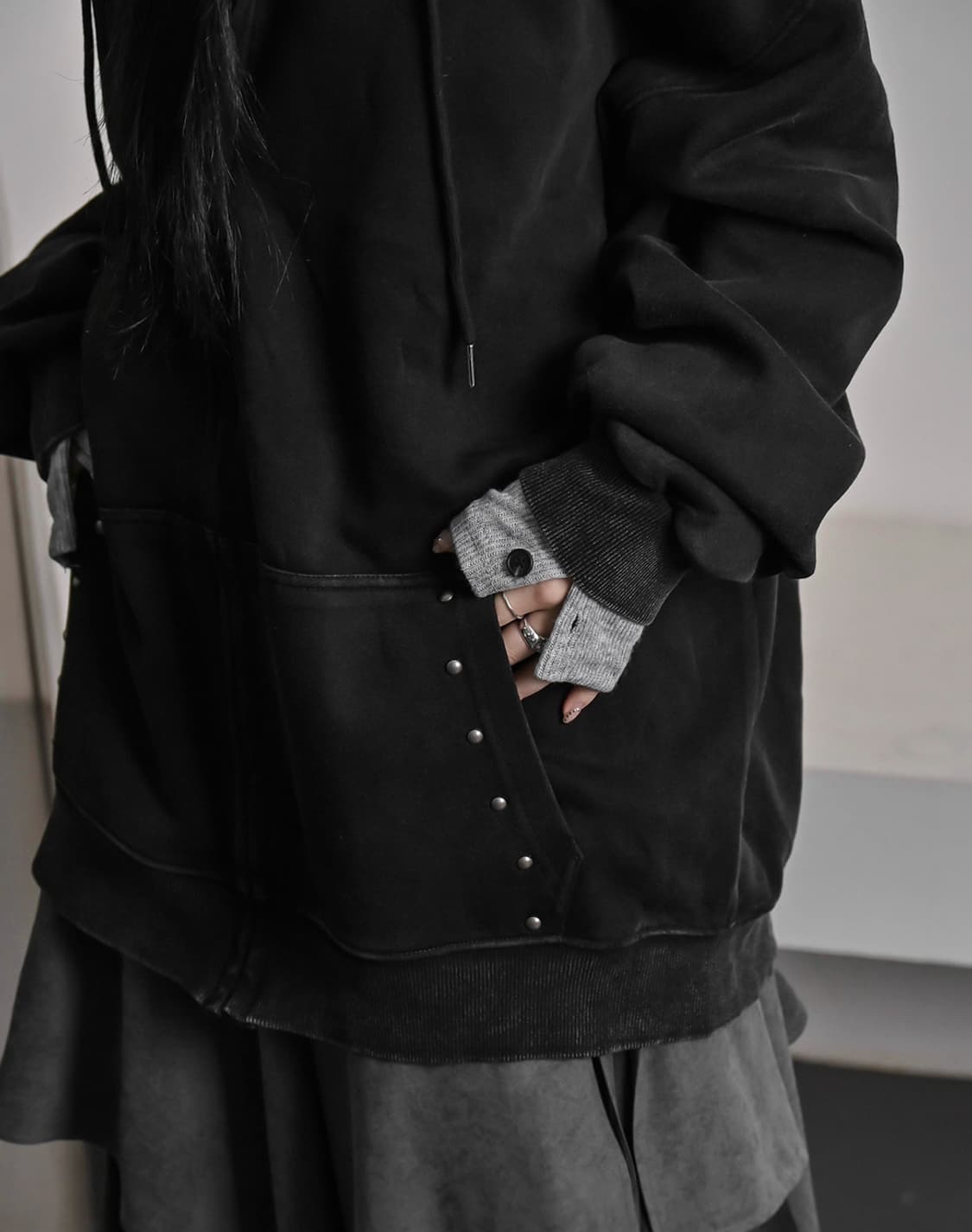 스터드 워싱 후드집업  상품이미지3