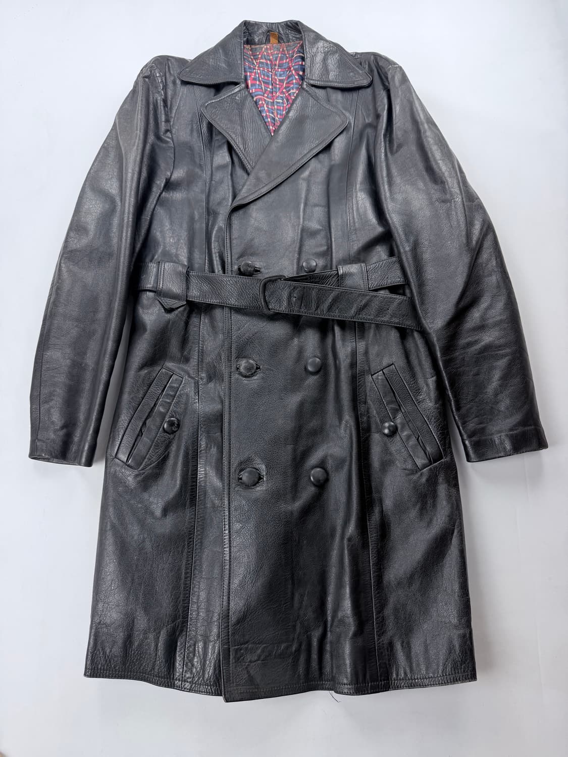 Leather belted trench coat 상품이미지1