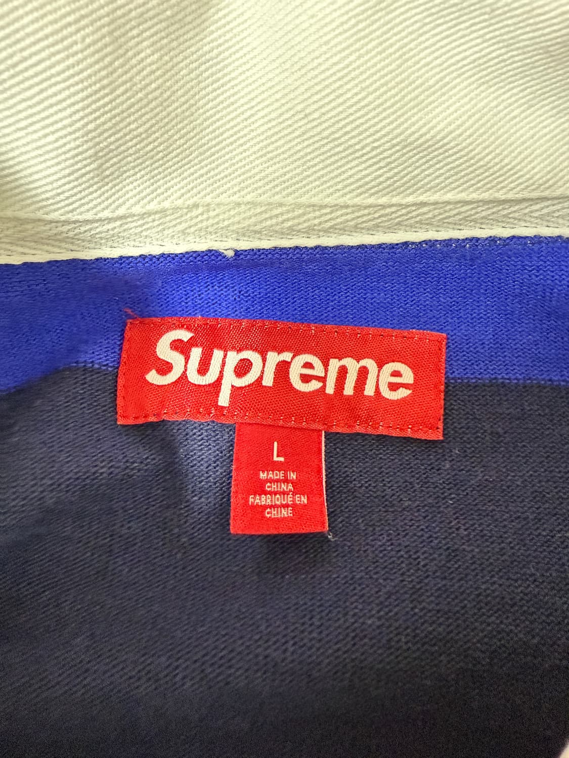 슈프림 스트라이프 럭비 네이비 L 25FW 상품이미지3