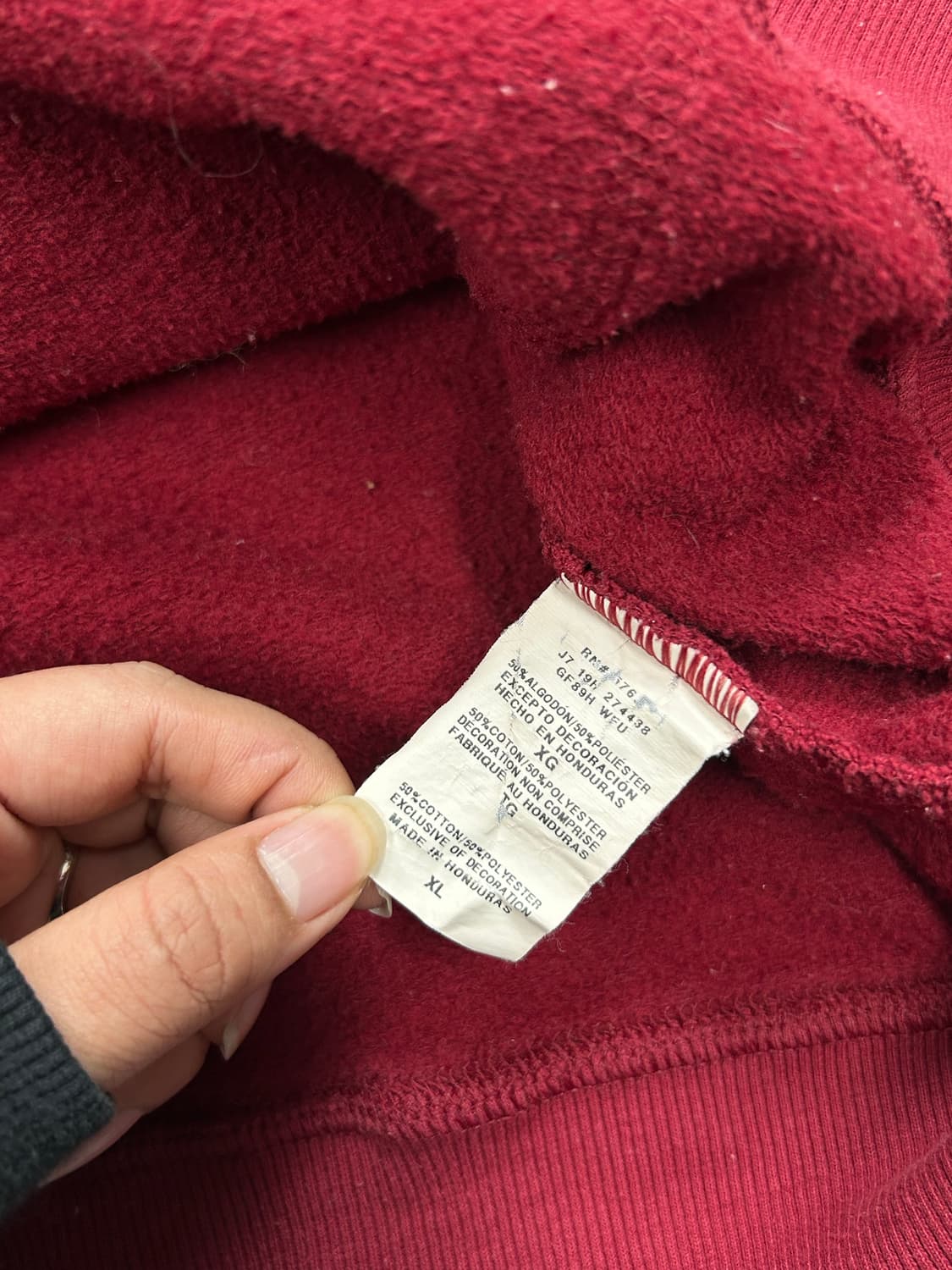 챔피온 버건디 빅로고 후드티 XL 상품이미지7