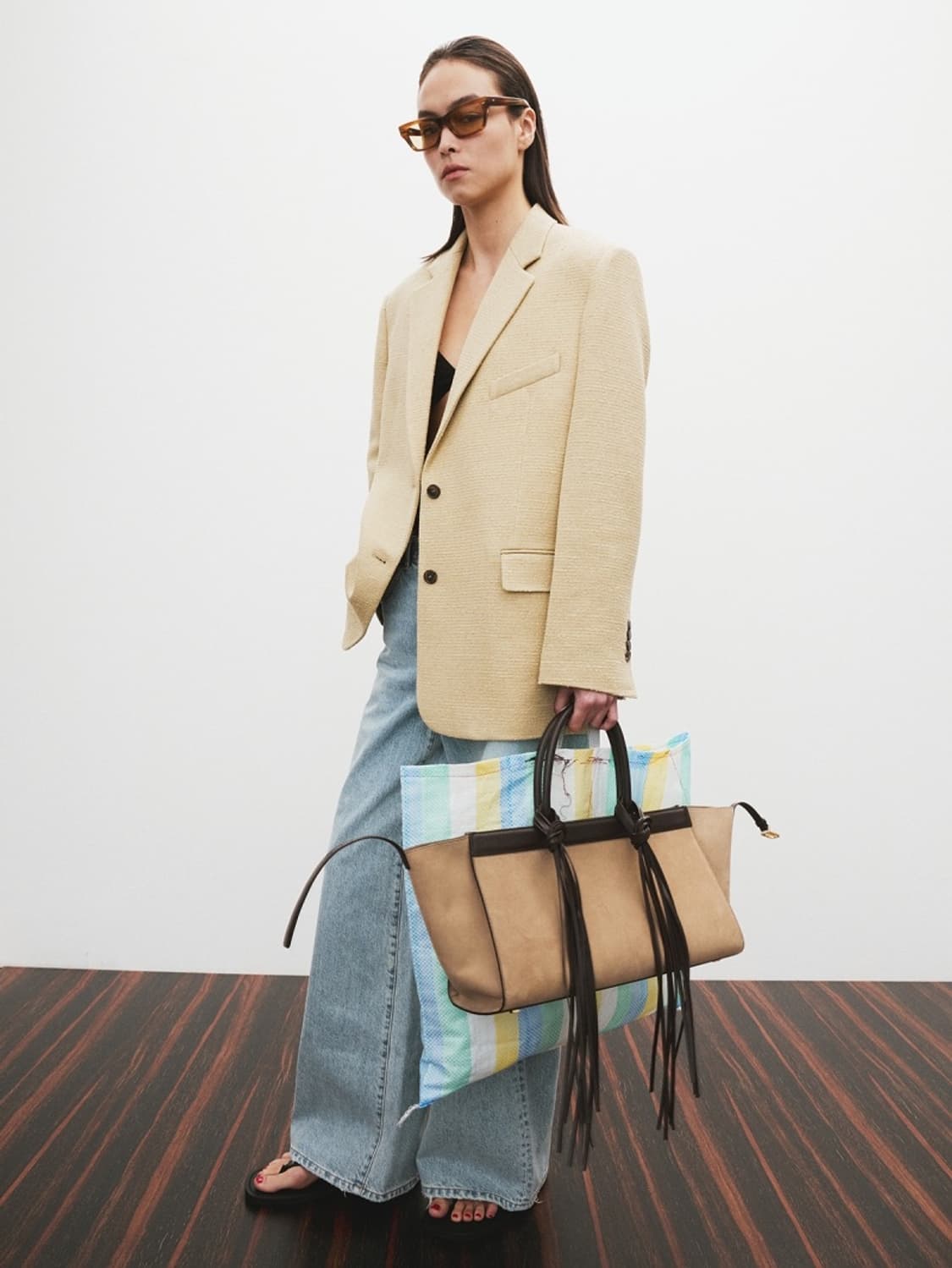 렉토 이비자 캔버스 라지 토드백 스웨이드 탄 상품이미지2