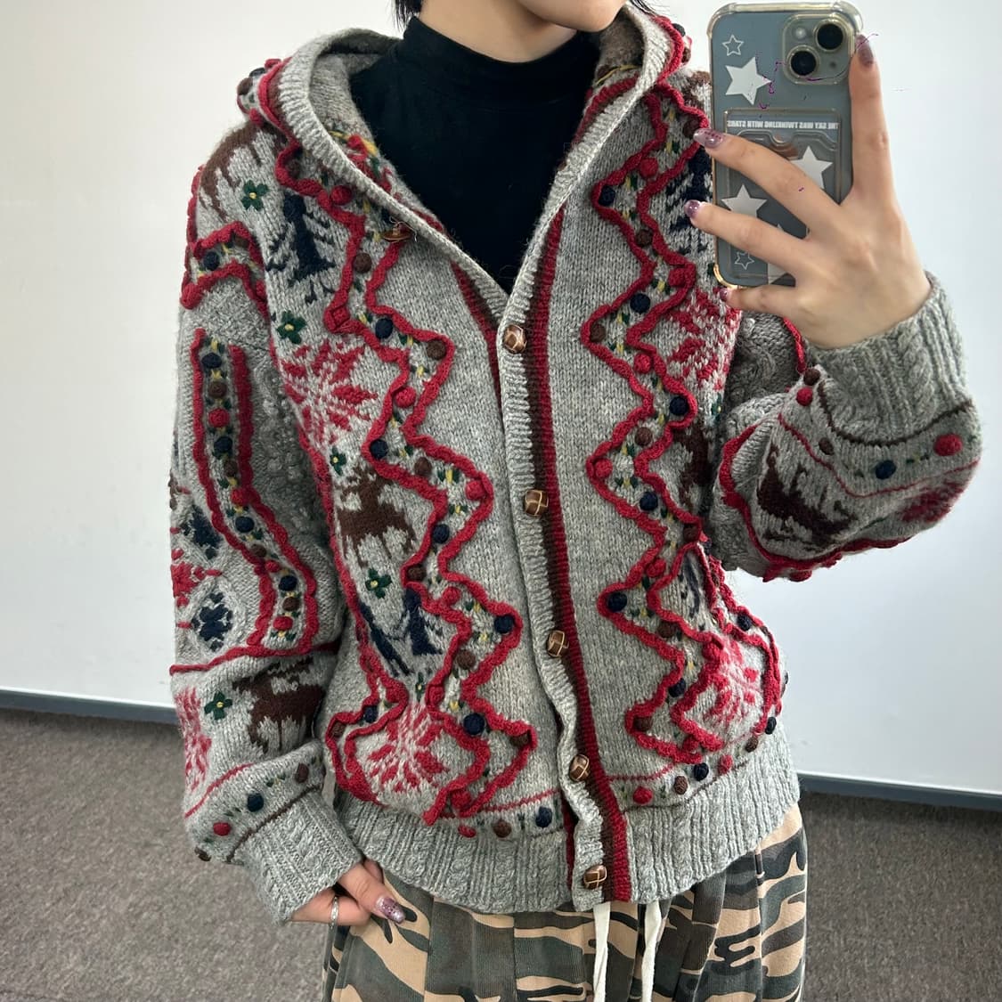 빈티지 울 노르딕 니트 후드가디건  상품이미지1