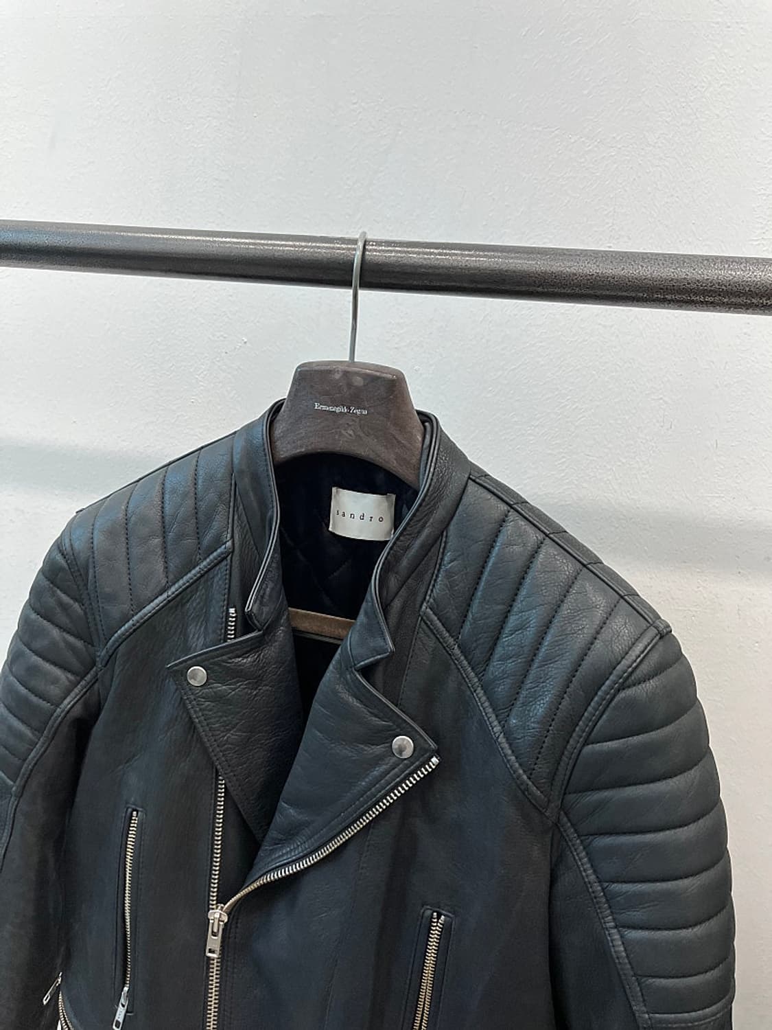 100) 산드로 블랙 퀼팅 라이더자켓 상품이미지3