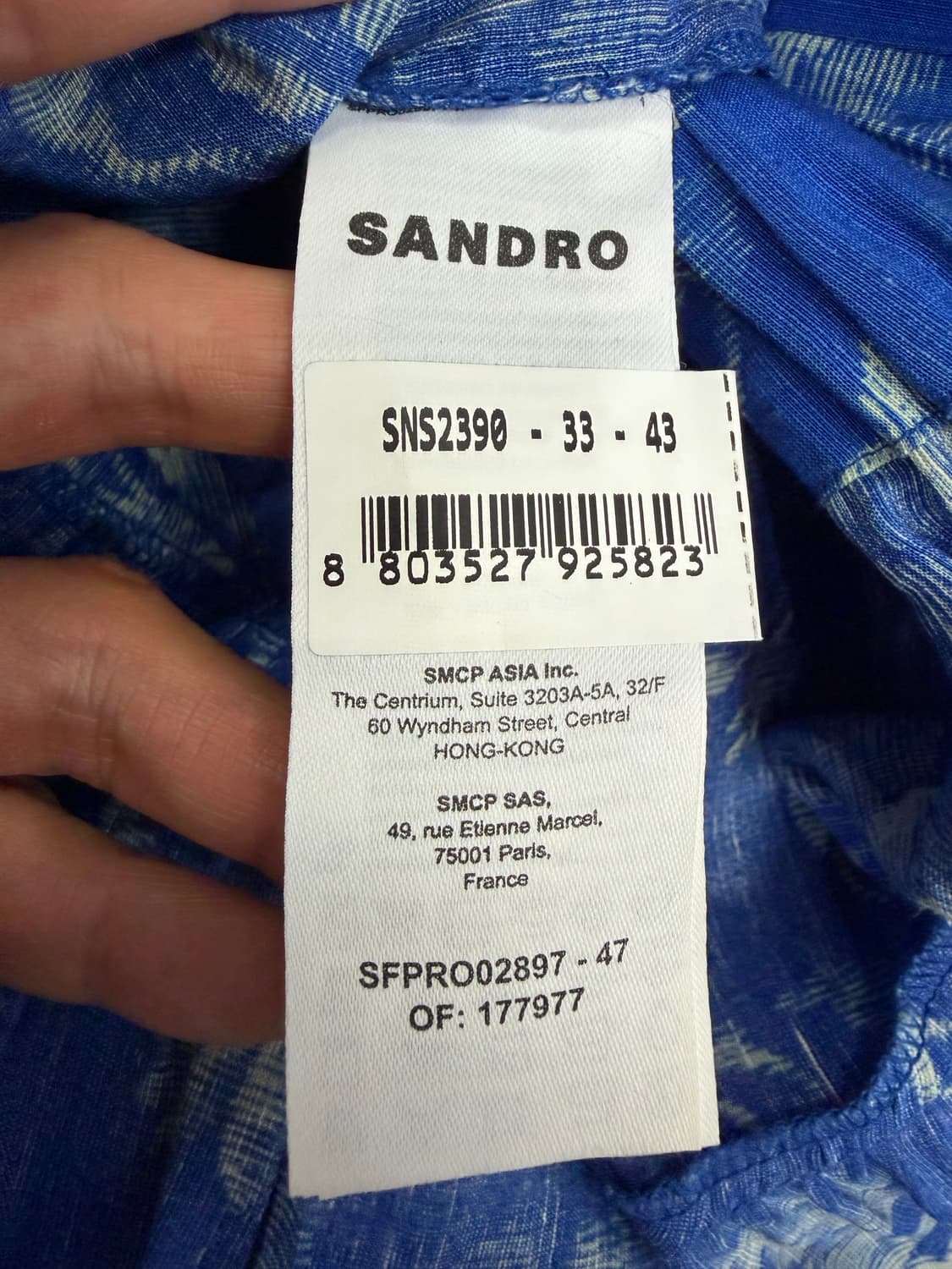 정품) SANDRO 산드로 신형 블루 플라워 원피스 36 상품이미지8