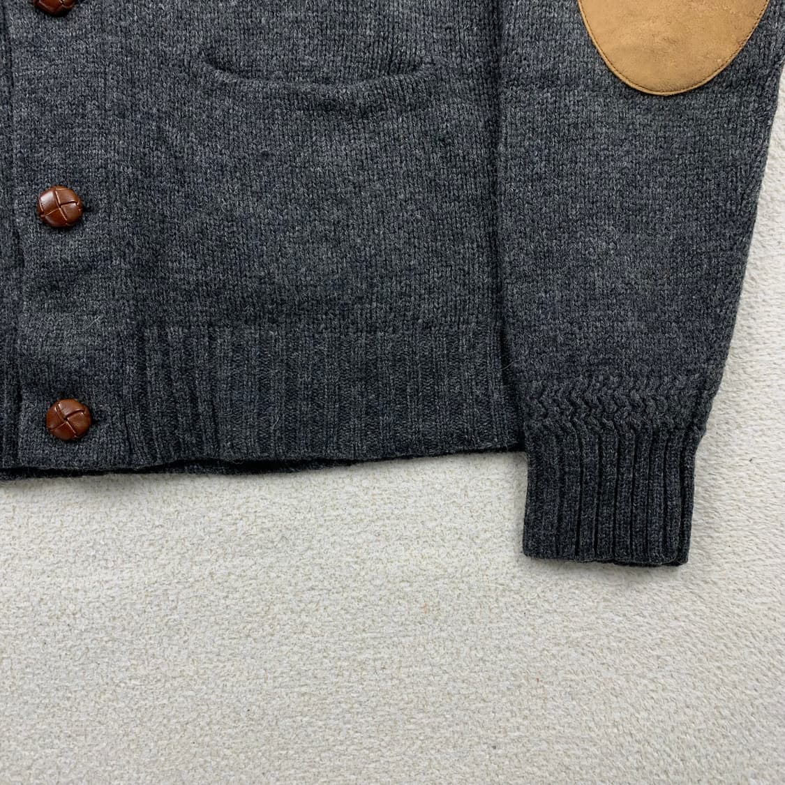 폴로 랄프로렌 럭비 셔틀랜드 울 숄카라 가디건 차콜 상품이미지4