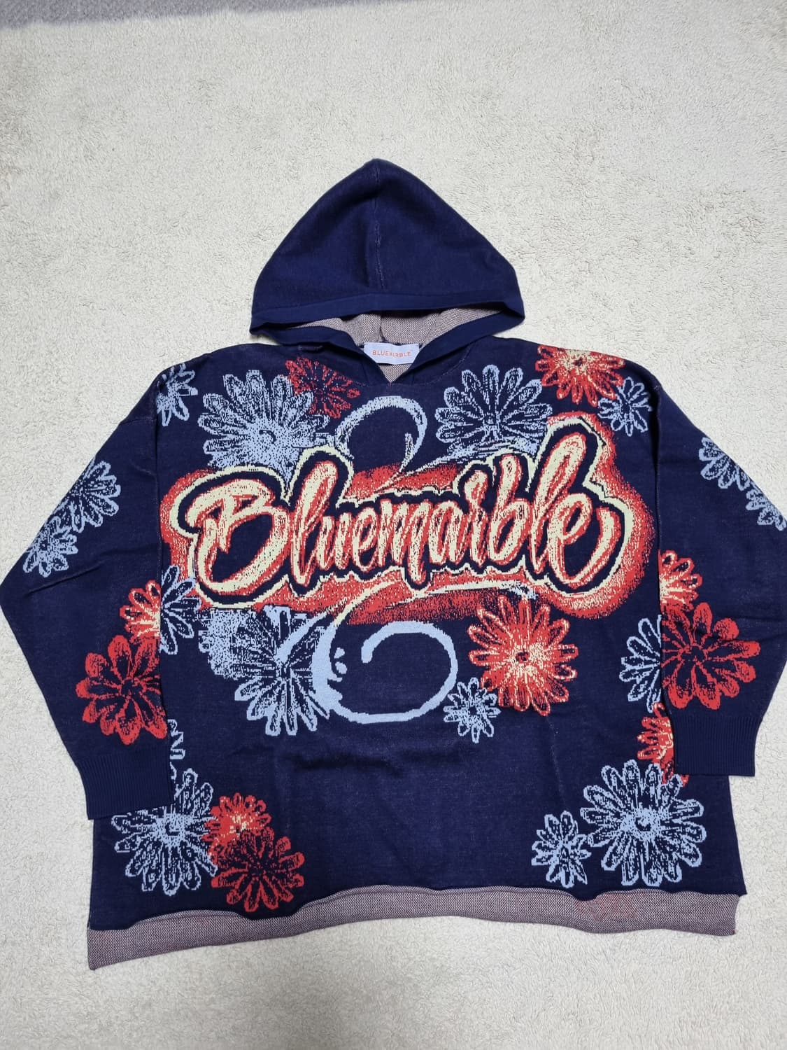 블루마블 자카드 니트 후드티 상품이미지1