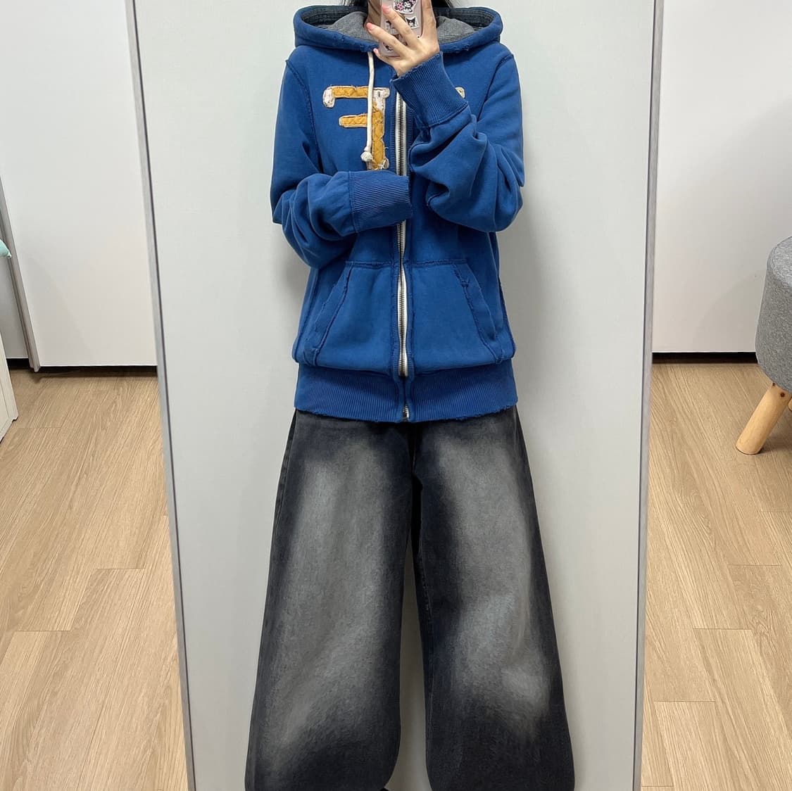 아베크롬비 자수로고 블루 후드집업 상품이미지1