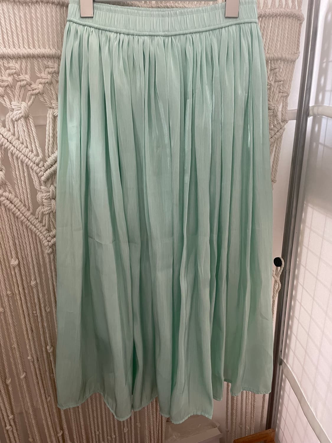 민트 플리츠 쉬폰 밴딩 스커트 상품이미지1
