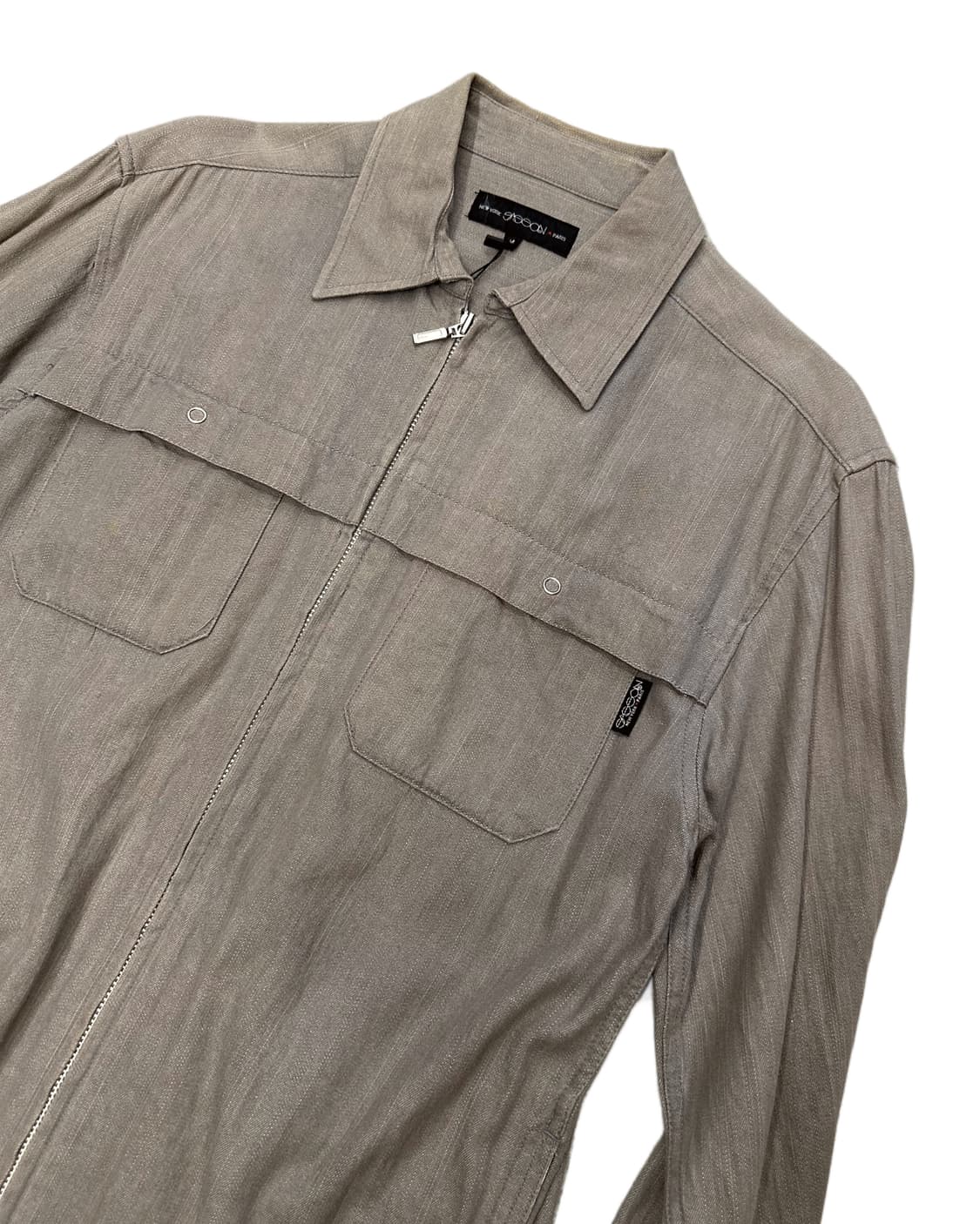 grey denim zip-up shirt jacket 상품이미지2