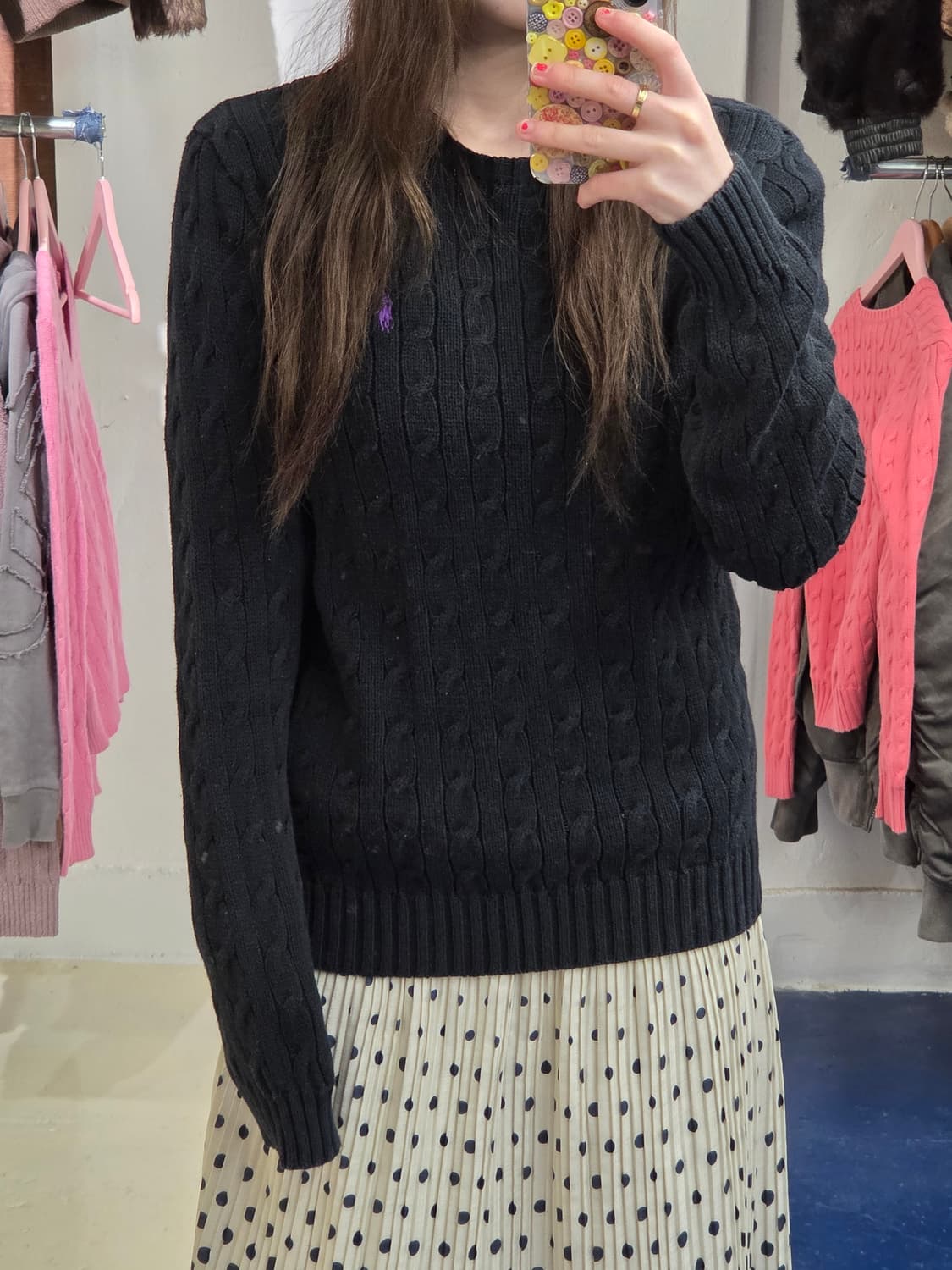 PRL 폴로 랄프로렌 라운드넥 꽈배기 니트 상품이미지1